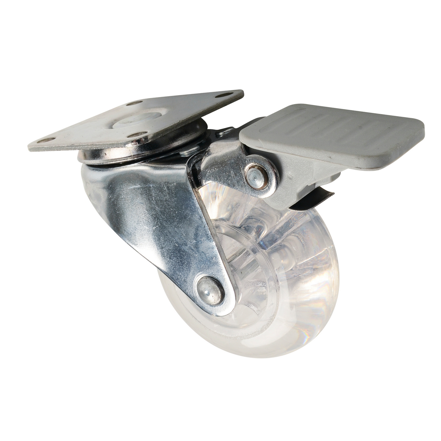 Møbelhjul Home it Ø48 mm Klar Gummi, Svingbart med Brems