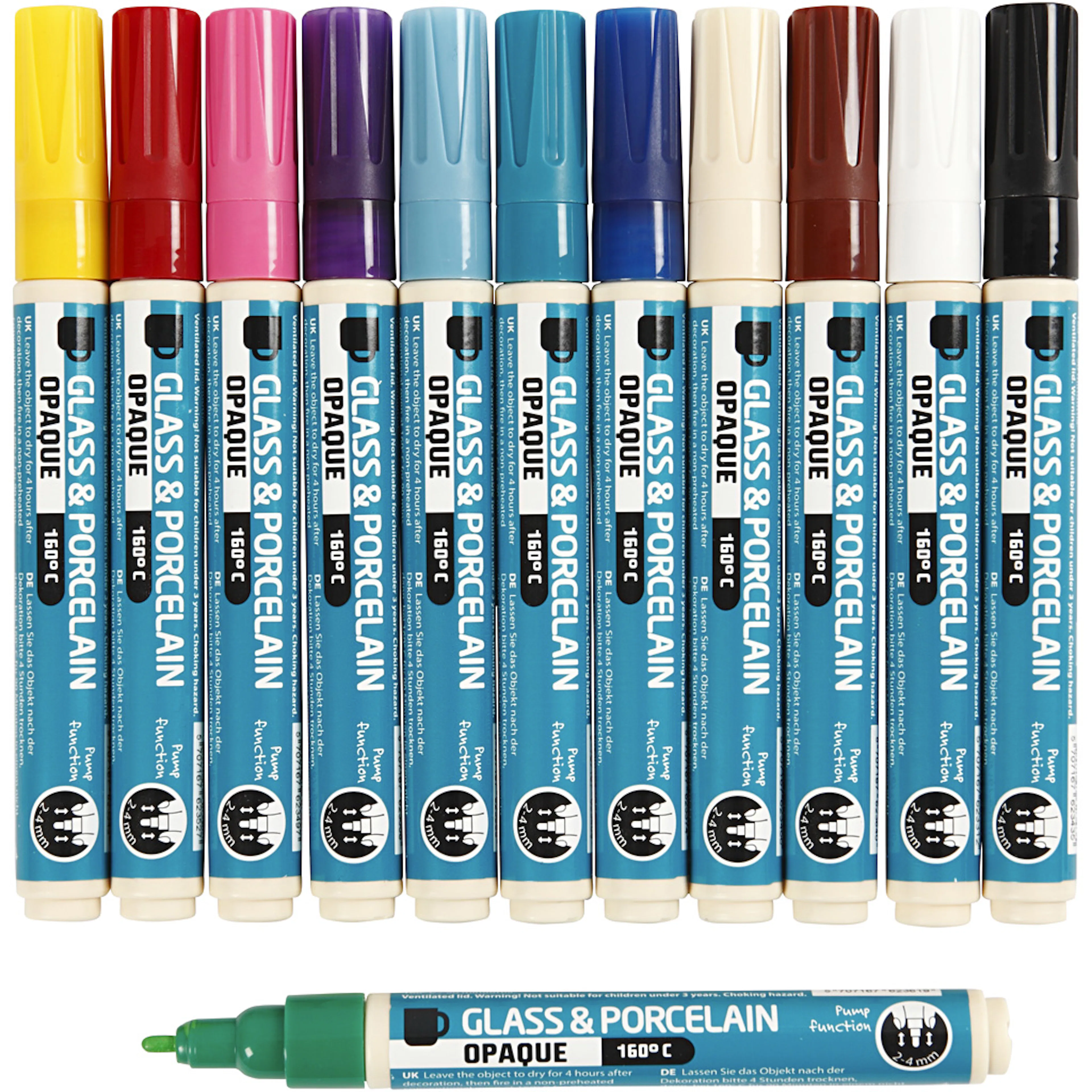 Glass- og Porselenstusj Creativ Company Strek 2-4 mm Dekkende 12 Stk/1 Pk