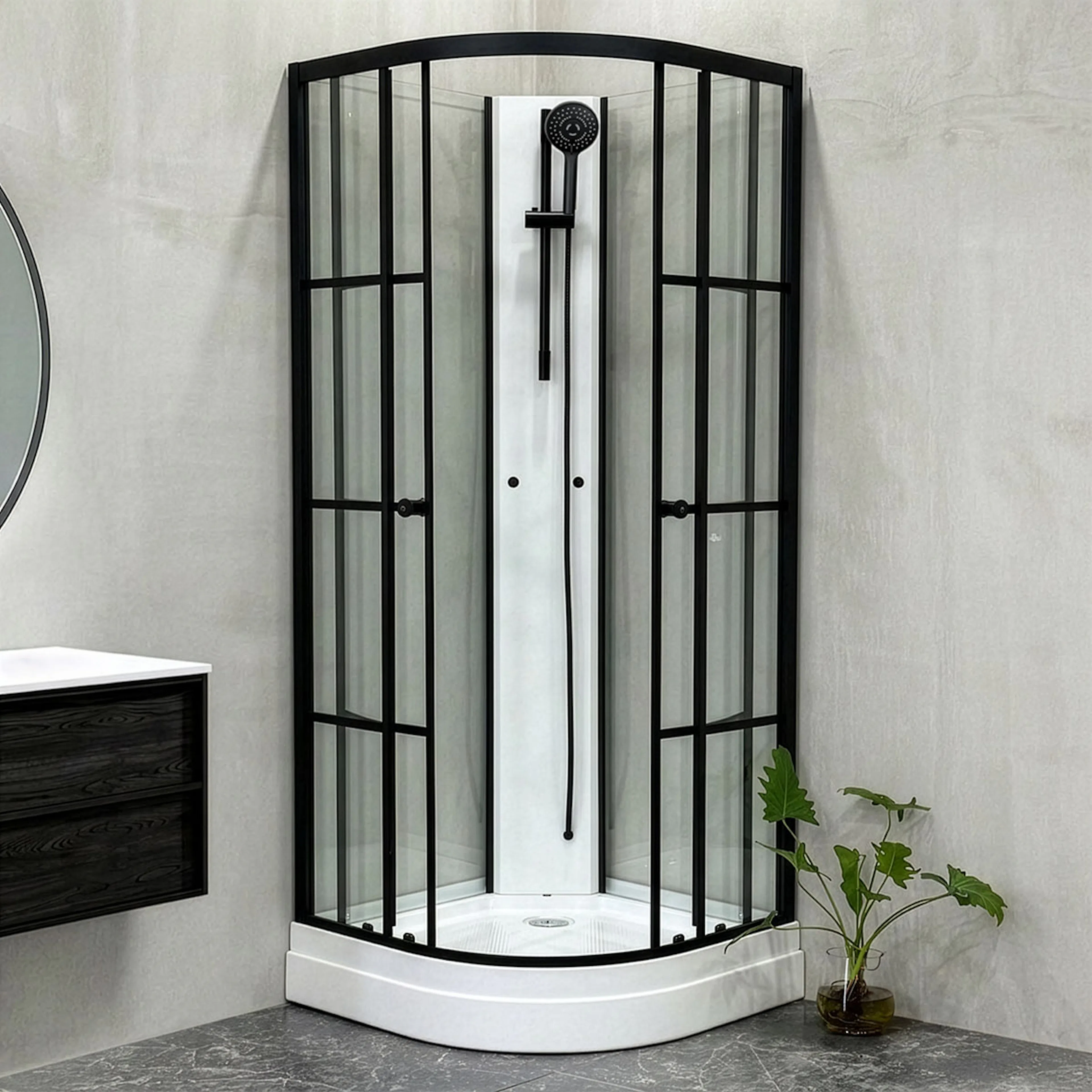 Dusjkabinett Bathlife Betrakta 80x80 Svart/Hvit