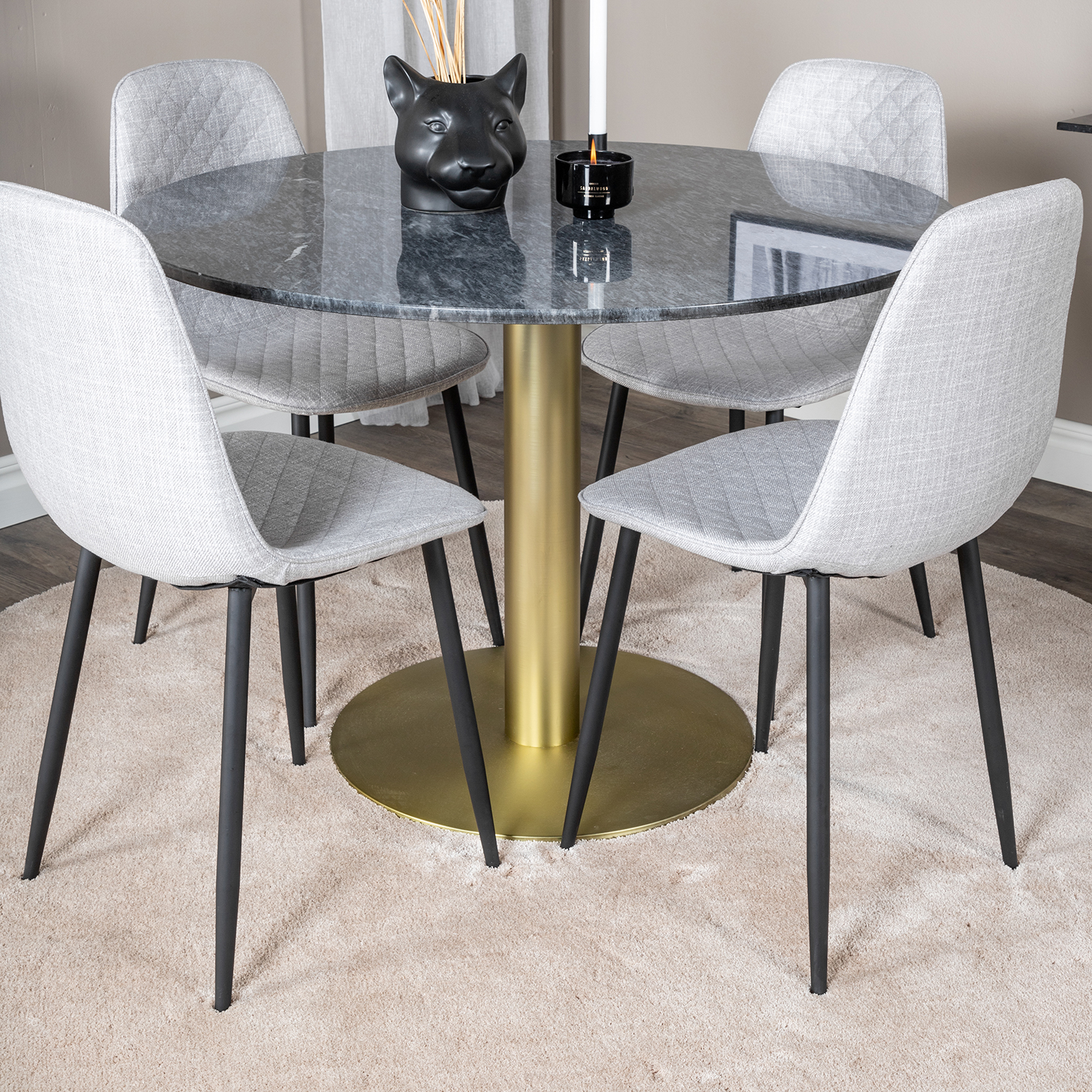 Spisegruppe Venture Home Estelle med 4 Phoi Stoler Polyester