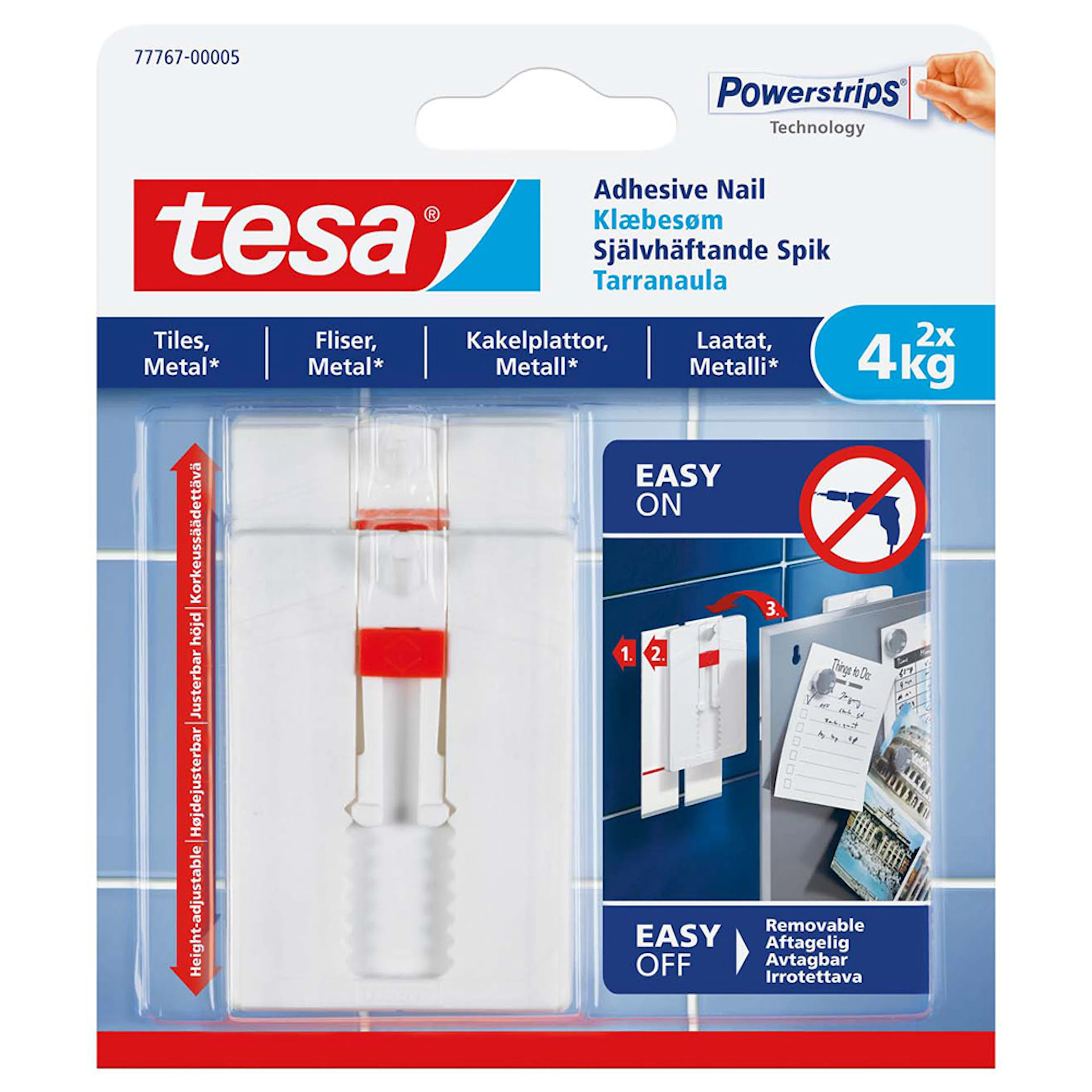 Selvklebende Spiker Tesa Justerbare Flis 2 stk 4 kg
