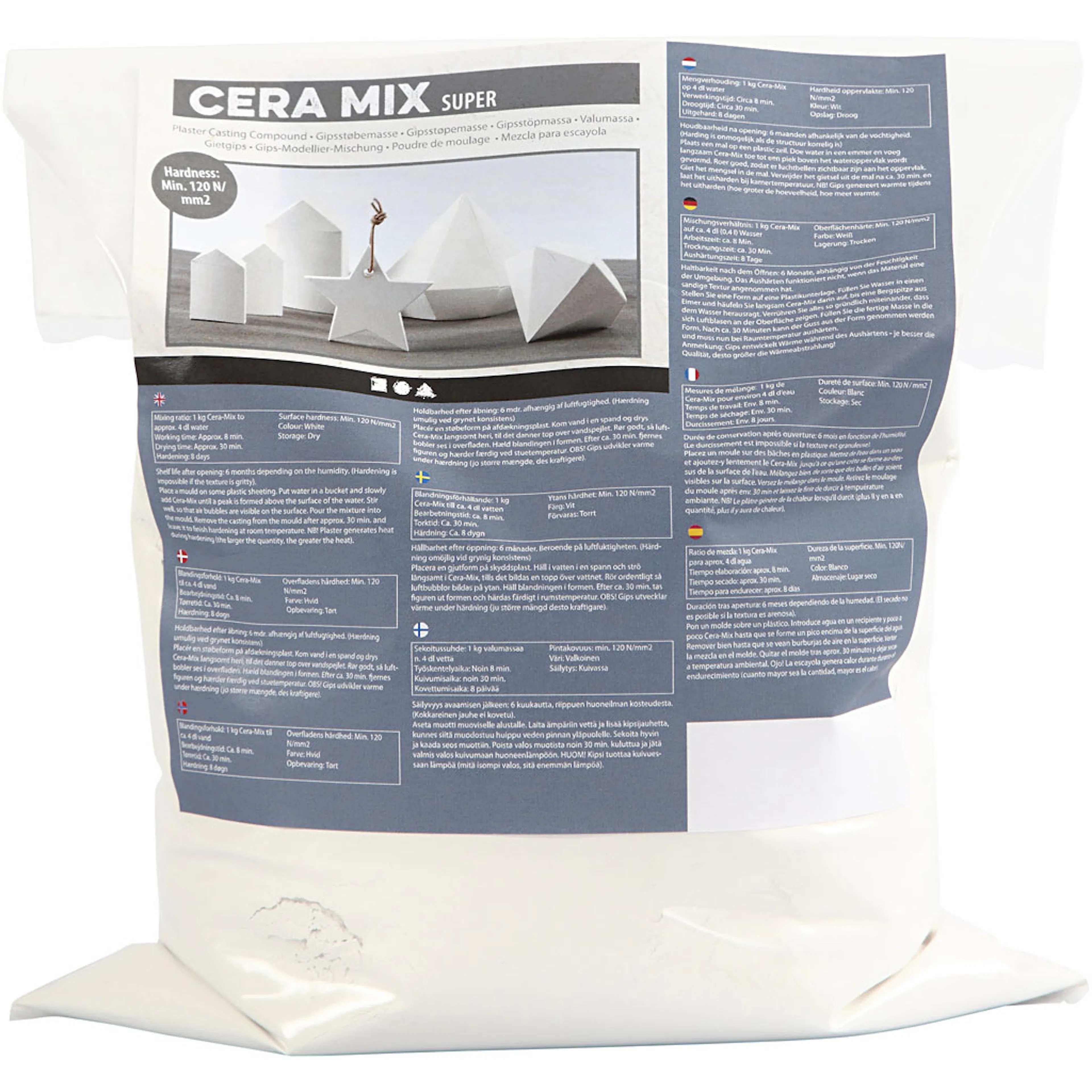 Cera-Mix Super modellgips, vit, 5 kg/ 1 förp. 5 kg