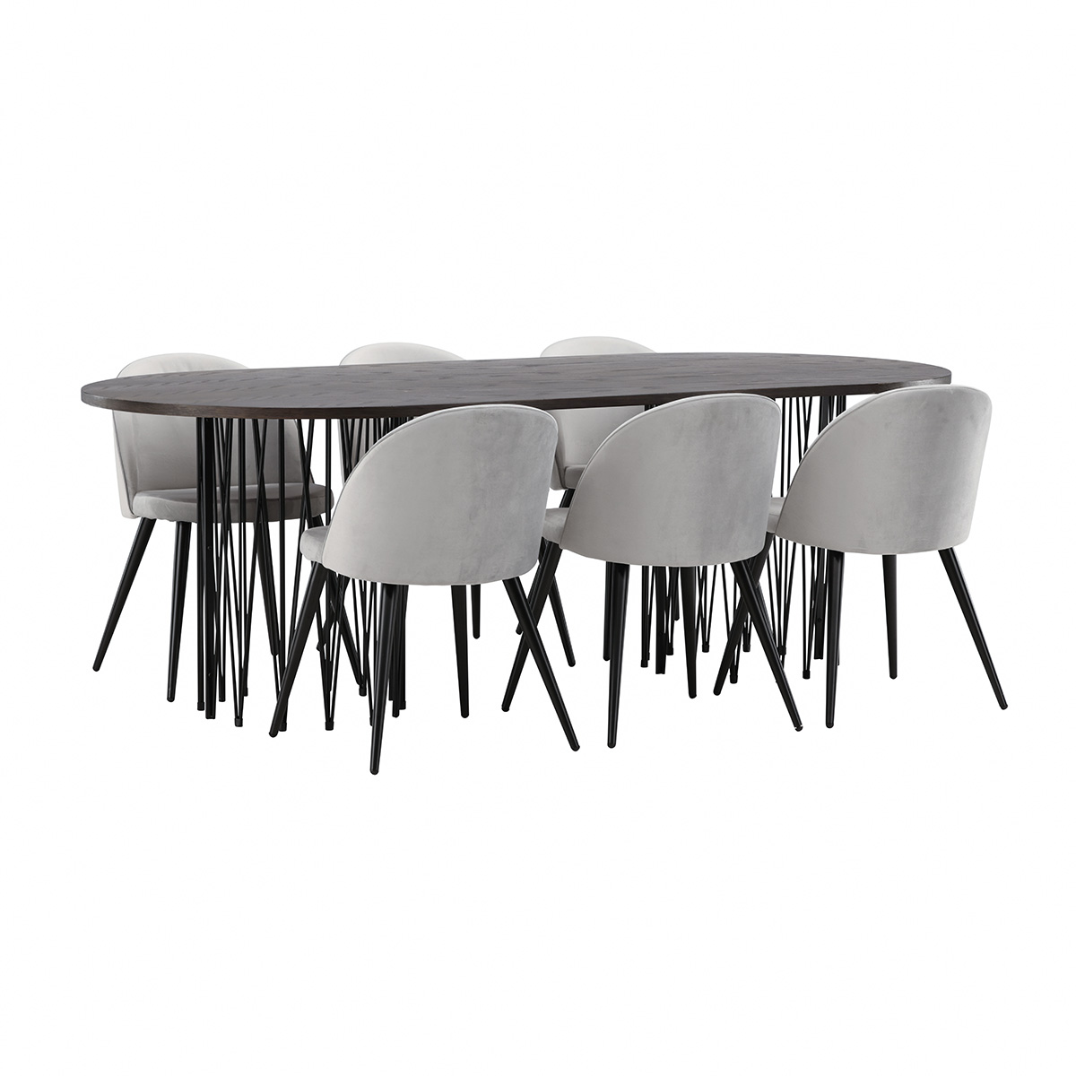 Spisegruppe furniture/fashion Stone med 6 Velvet Stoler