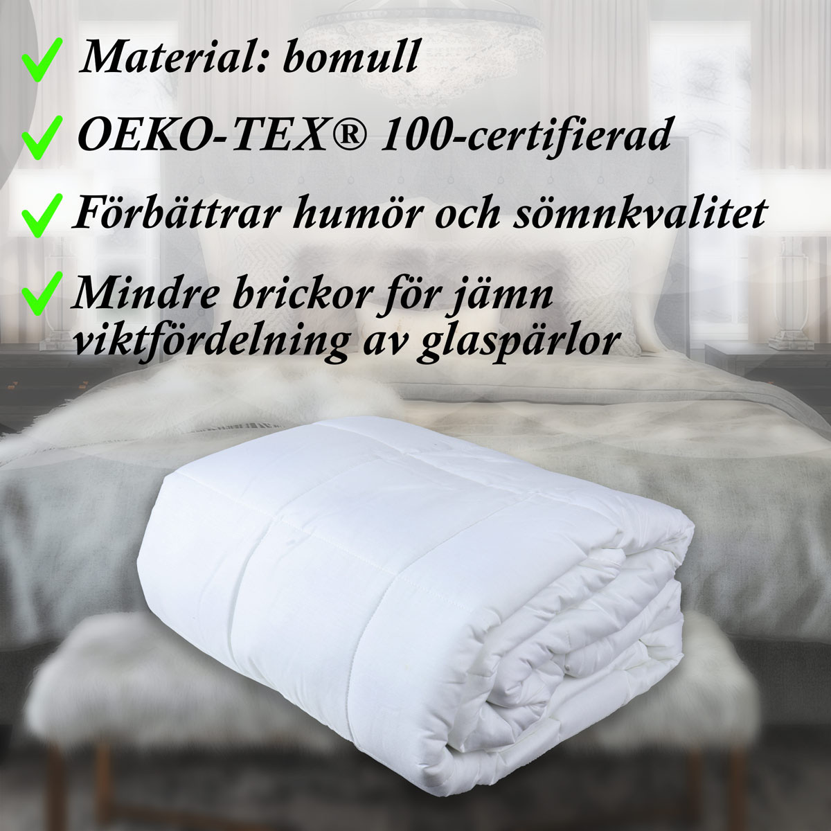 LYKKE tyngdtäcke, bomull, 150x200CM, 7KG 7 kg