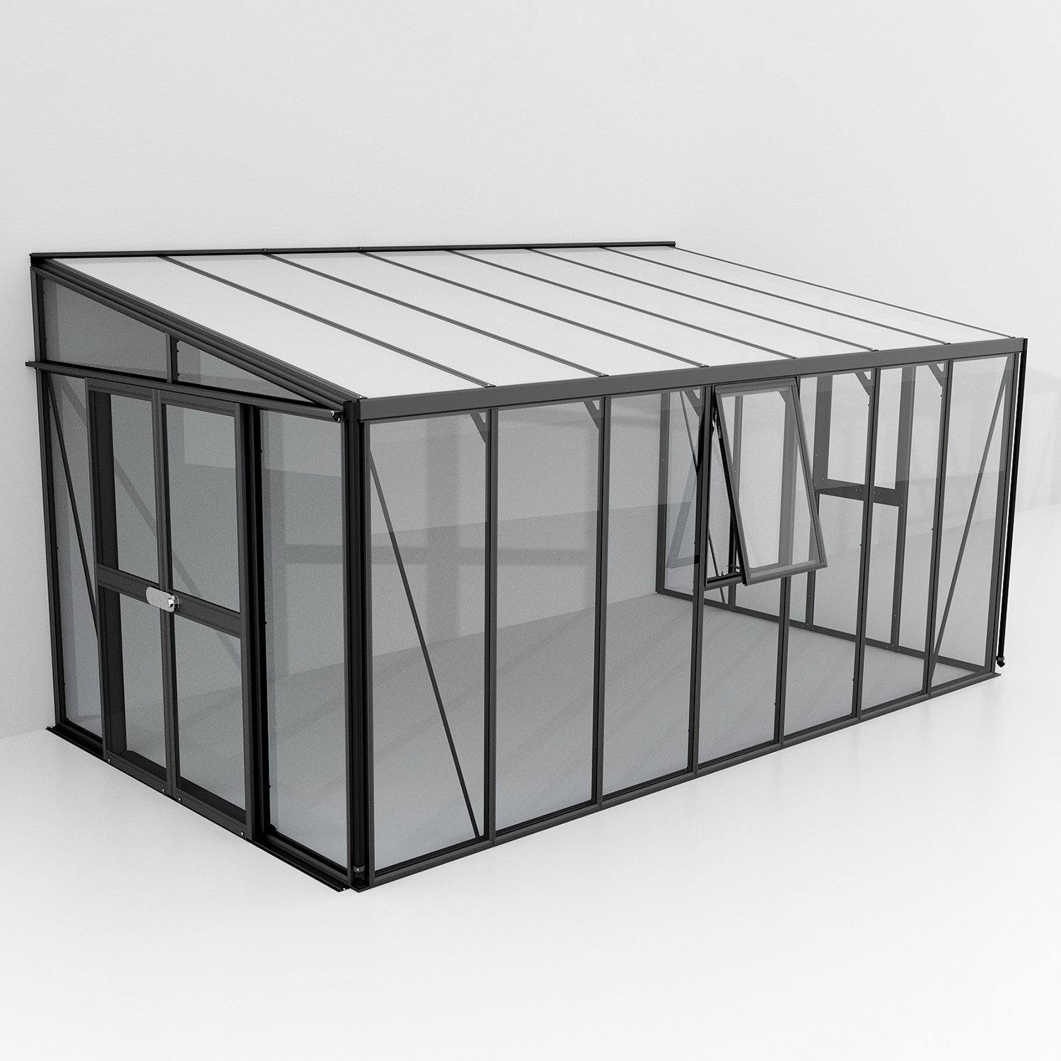VITAVIA HELENA 2 11900 SORT 3MM HÆRDET GLAS / 10MM POLYTAG Drivhus Vitavia Helena 12,24 kvm Sort glass