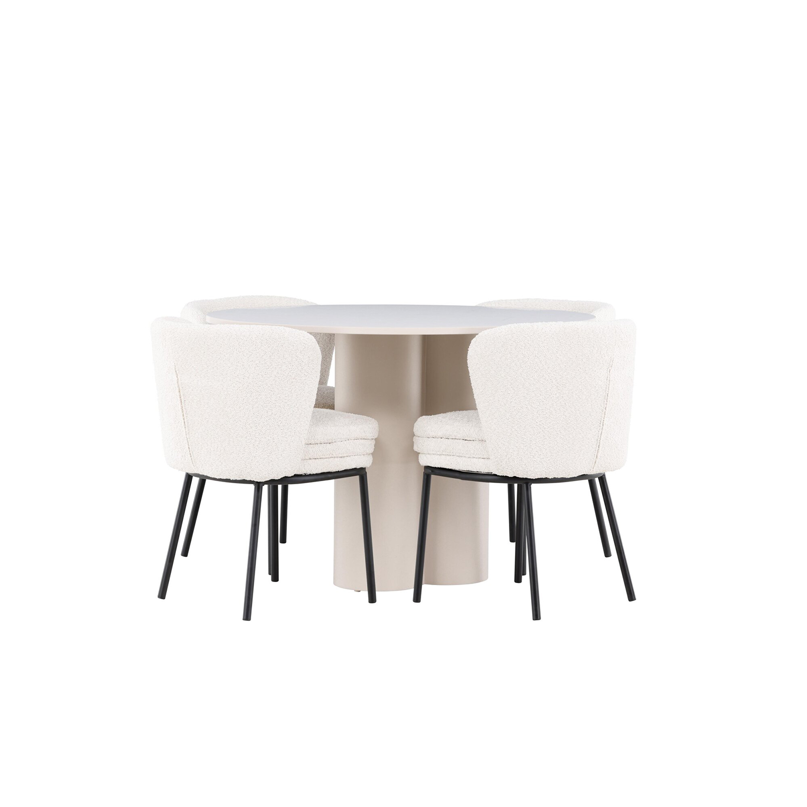 Spisegruppe Venture Home Olivia Ø110 med 4 stk Agnes Stoler