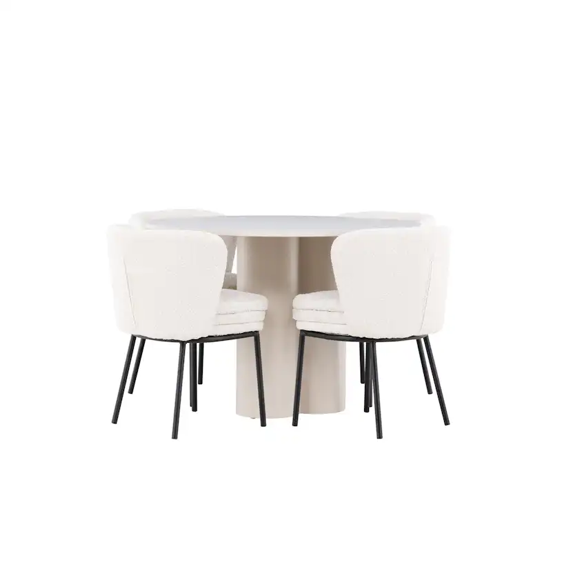 Spisegruppe Venture Home Olivia Ø110 med 4 stk Agnes Stoler
