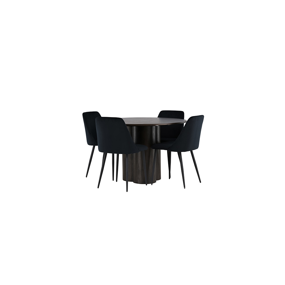 Matgrupp Venture Home Olivia Ø110 cm med 4 st Night stolar Mocca/Sort