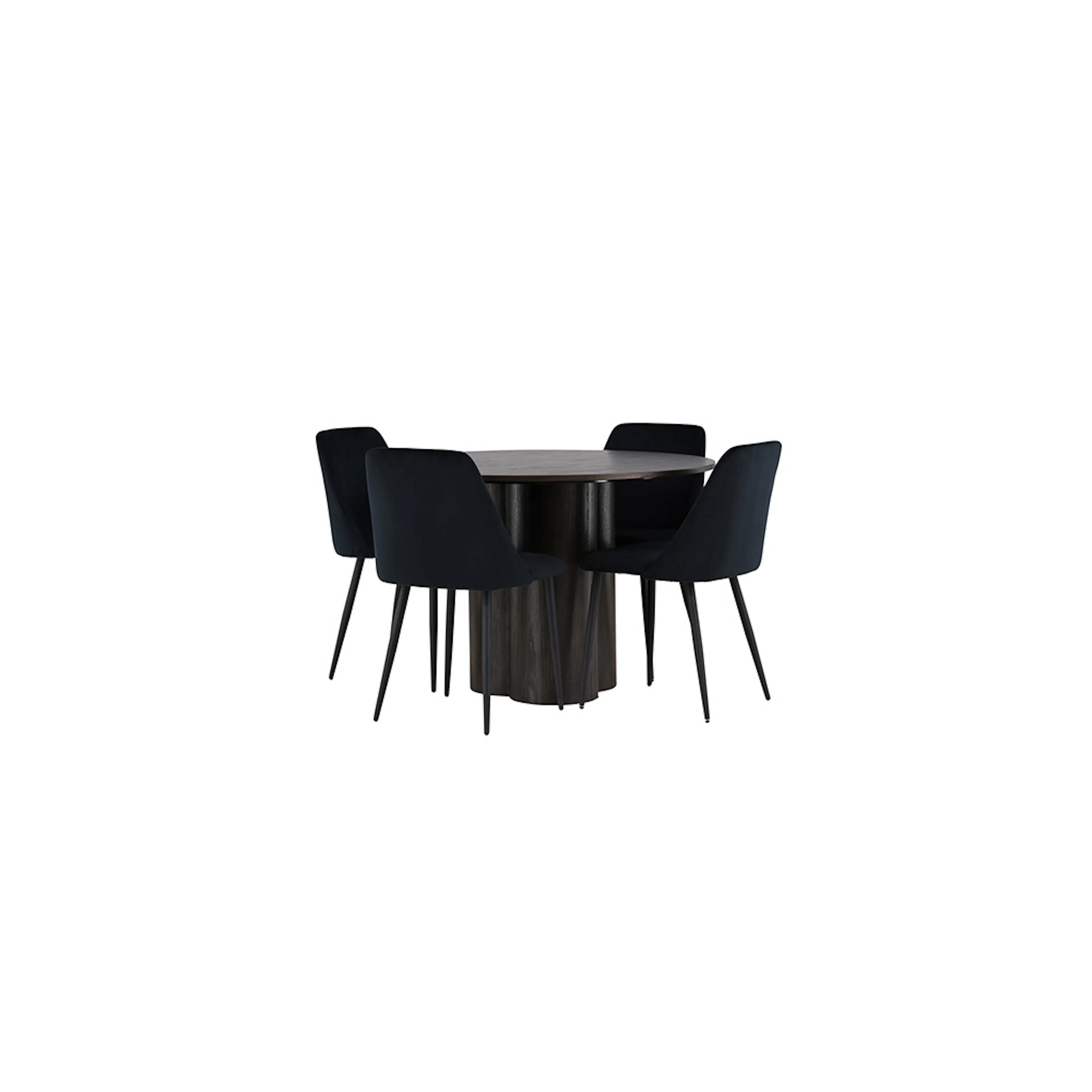 Spisegruppe Venture Home Olivia Ø110 cm med 4 stk Night Stoler