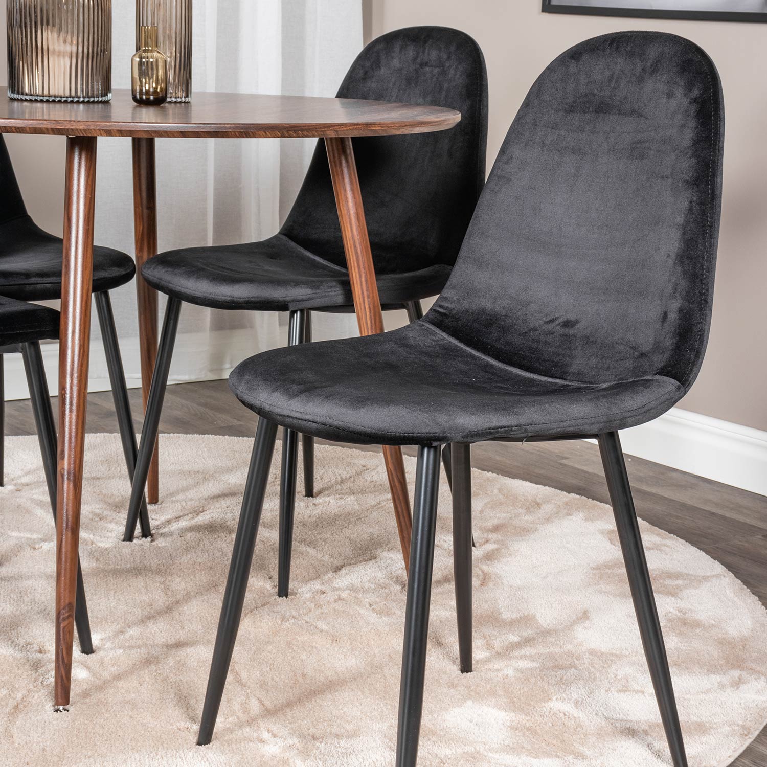 Spisegruppe Venture Home Plake med 4 Pobbie Stoler Fløyel Rundt