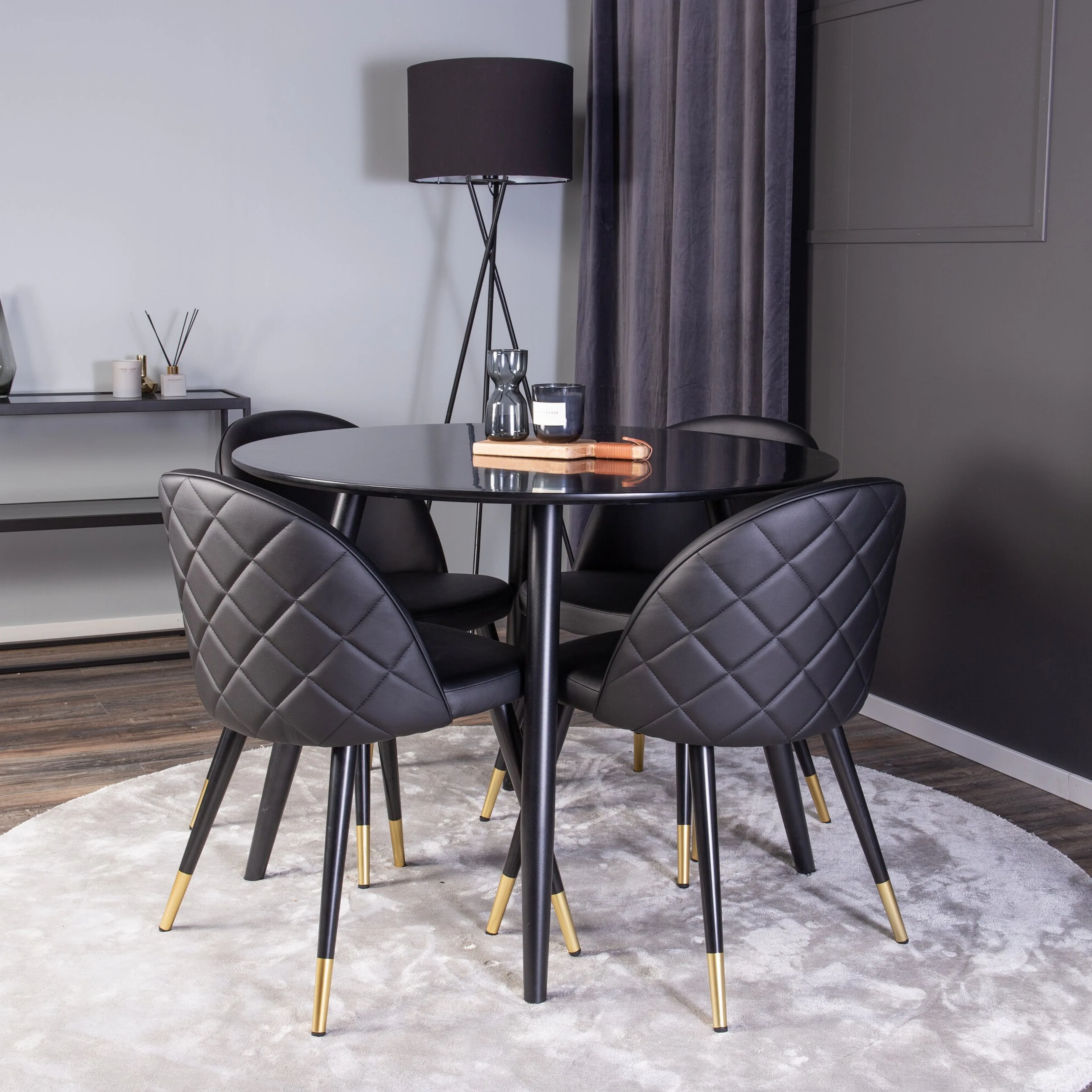 Spisegruppe Venture Home Plaza med 4stk Velvet Stoler