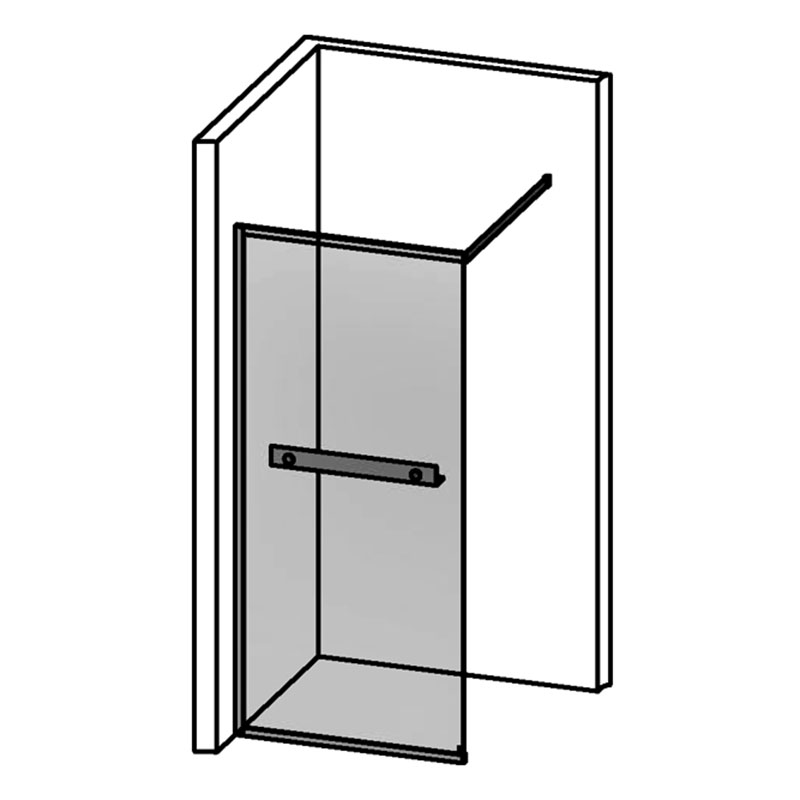 Langfoss Skärmvägg Rak/Fast 80x200 Alu Matt/Kristall Hylla B: 800 mm, H: 2000 mm, Profil: Matt Aluminium, Kristallglas, Med Hylla