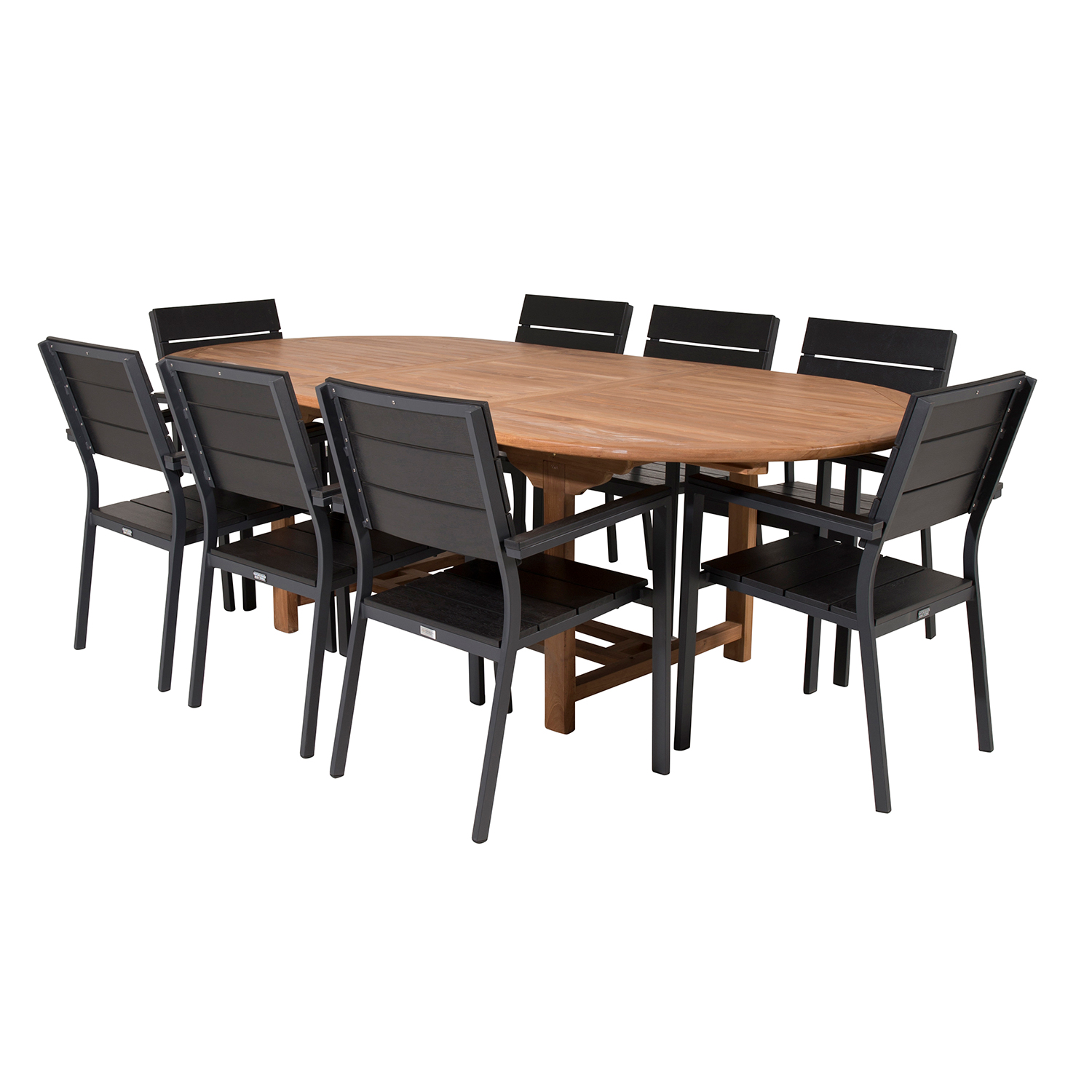 Spisegruppe Venture Home Kenya 180-240x120 Teak med 8 Levels Lenestoler