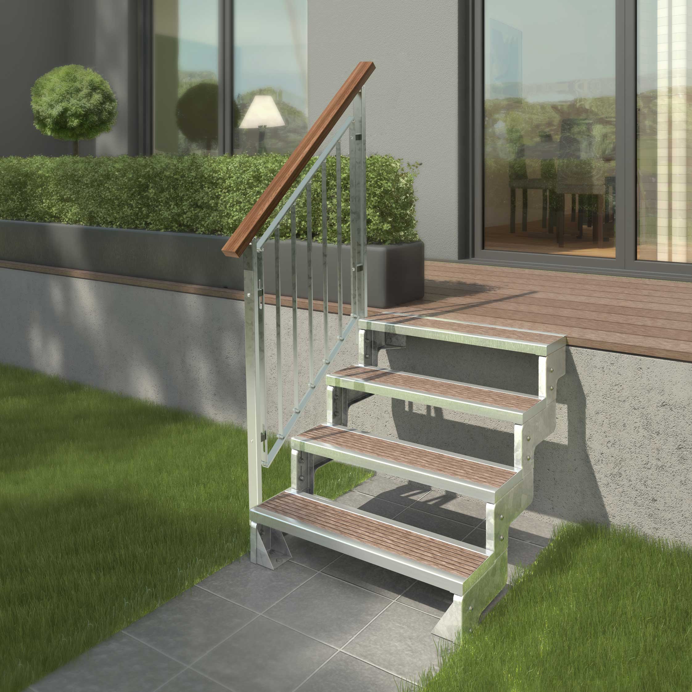 Hagetrapp Dolle Gardentop for Tretrinn med Rekkverk