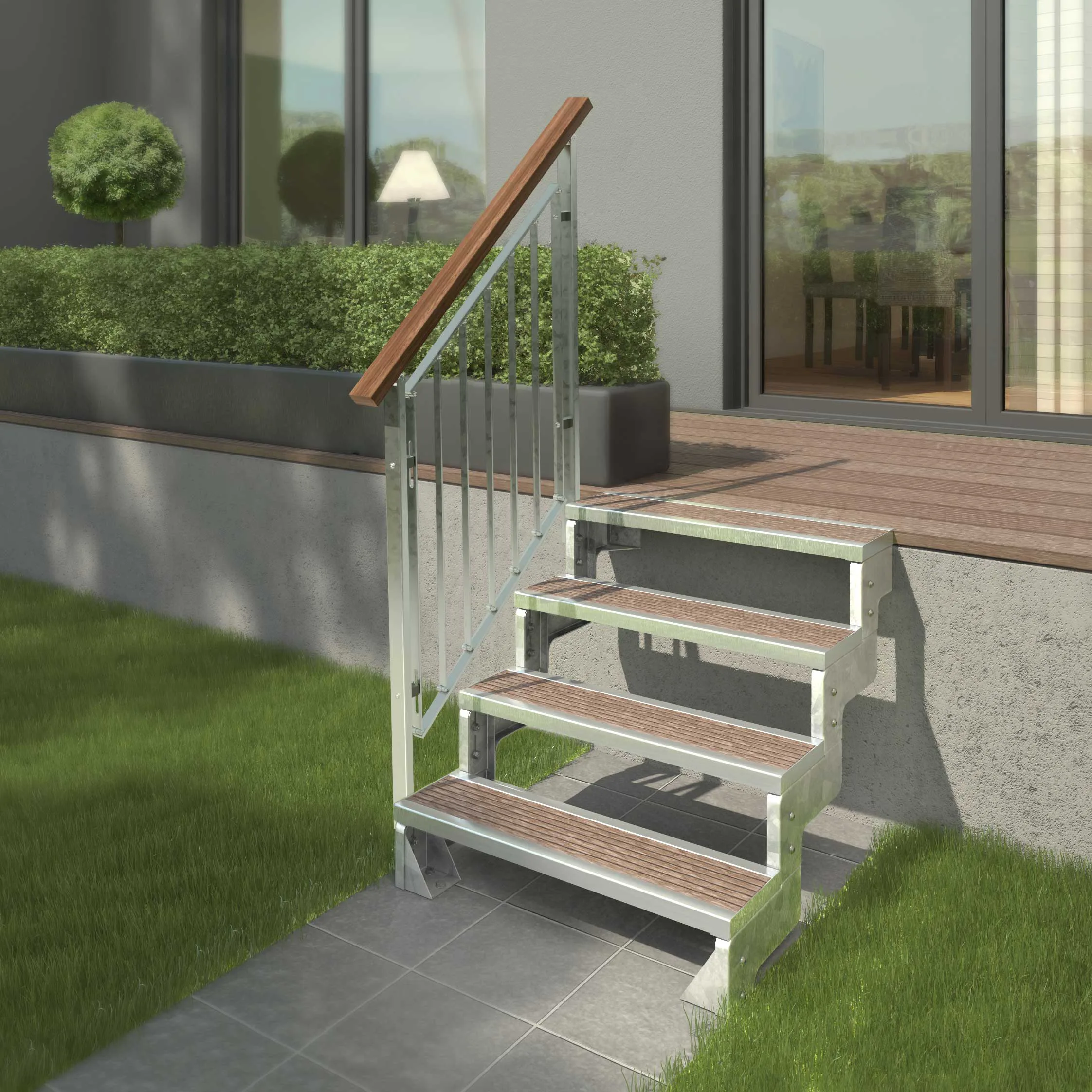 Hagetrapp Dolle Gardentop for Tretrinn med Rekkverk