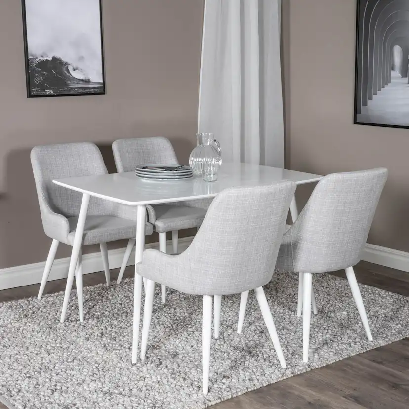 Spisegruppe Venture Home Pobbie med 4 Plake Stoler Polyester