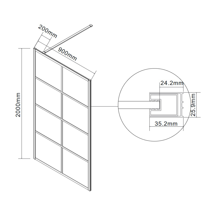 Dusjvegg Lavabo Walk-In
