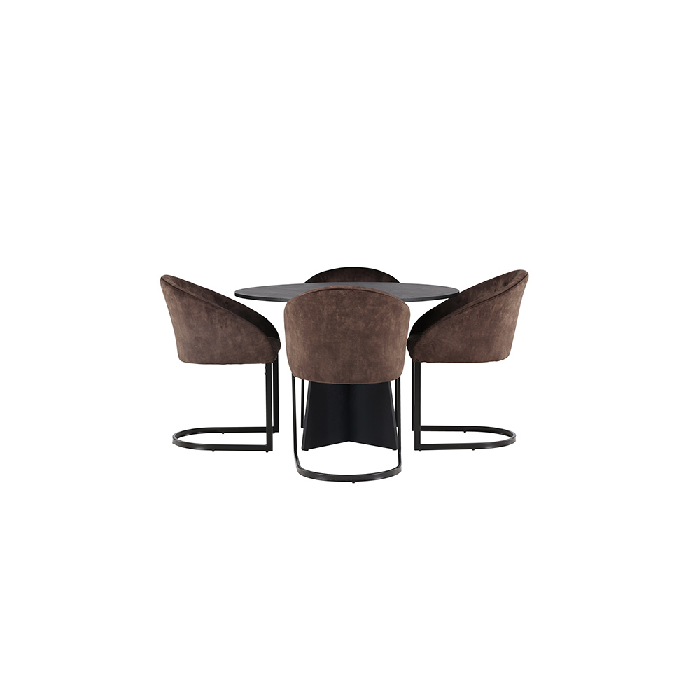 Spisegruppe Venture Home Bootcut Ø110 cm med 4 stk Evening Stoler