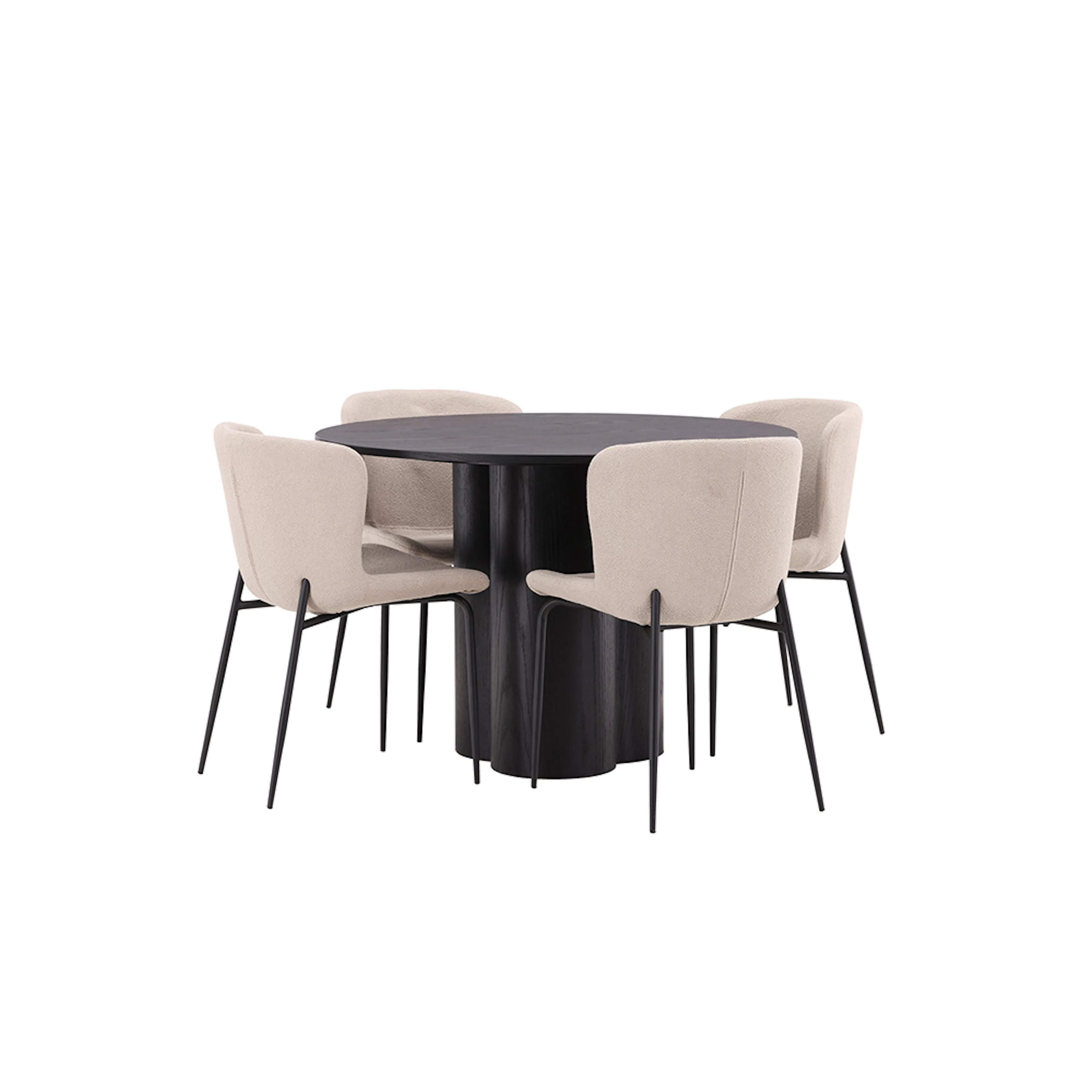 OliviaDiningTable-Black/BlackVeneer+ModestoDiningChair-Beige Sort/Beige