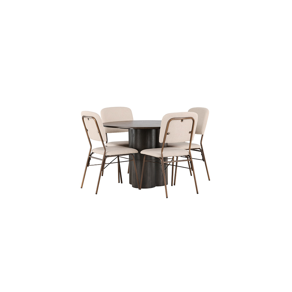 Spisegruppe Venture Home Olivia Ø110 cm med 4 stk Seda Stoler