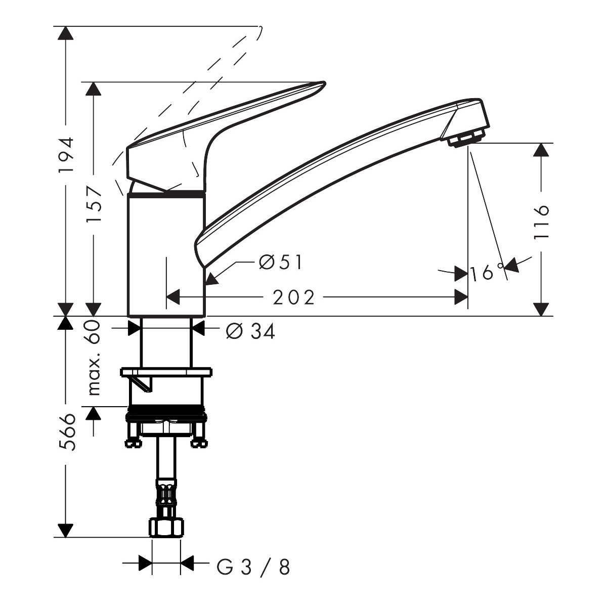 Kjøkkenbatteri Hansgrohe Logis M31 120
