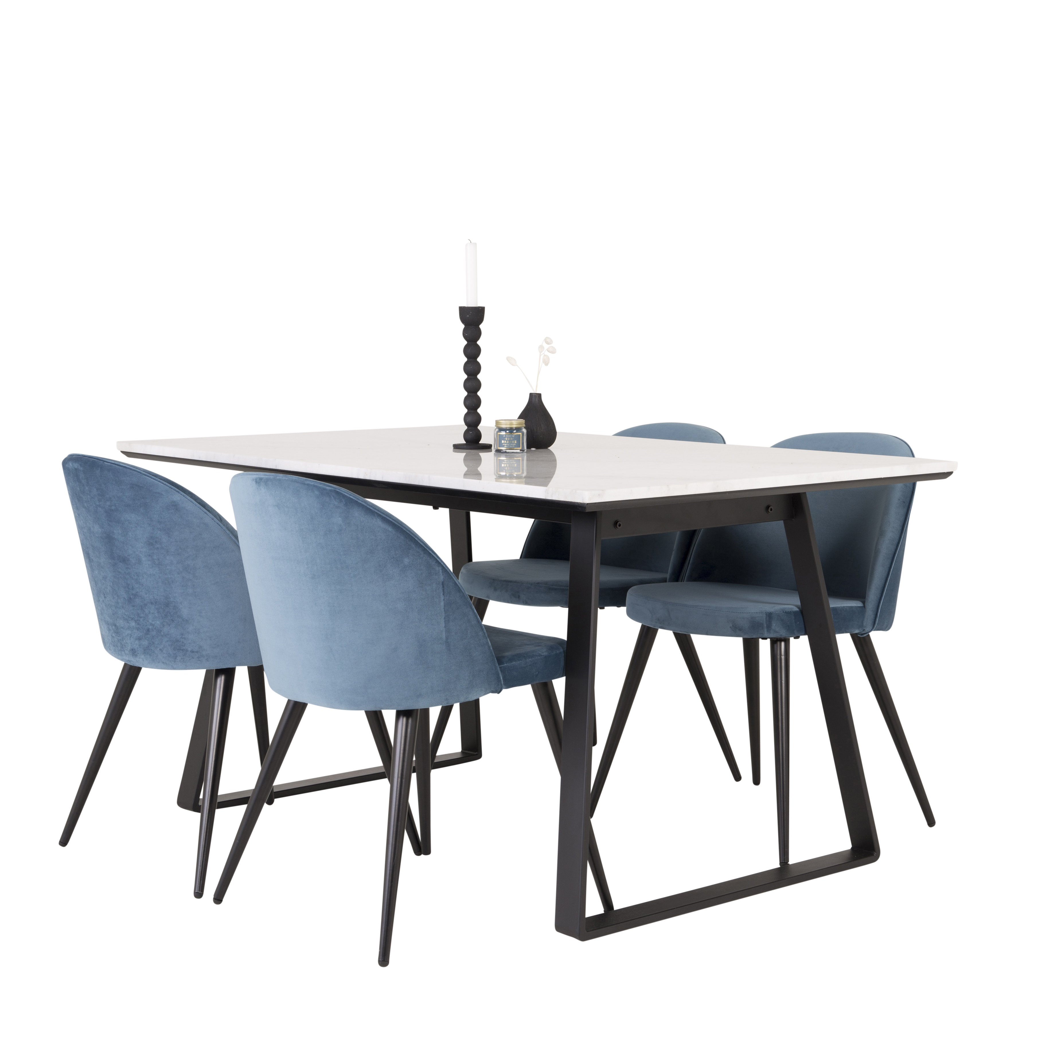 Spisegruppe Venture Home Estelle 140 med 4 Valentina Stoler Fløyel