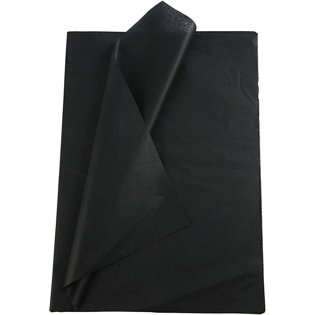 Silkespapper, svart, 50x70 cm, 14 g, 25 ark/ 1 förp. Svart, 25 st