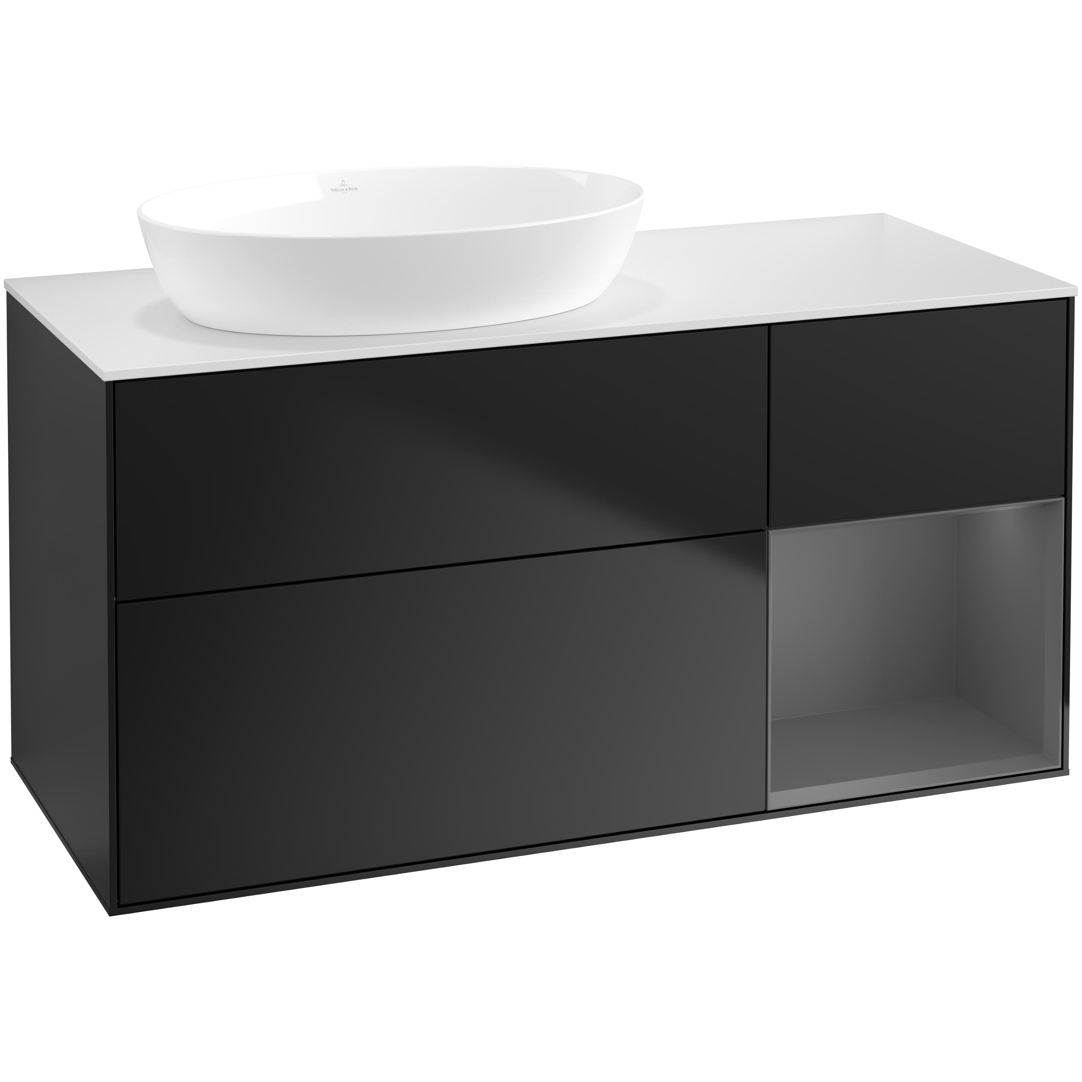 Tvättställsskåp Villeroy & Boch Finion med 3 Lådor Hylla och Bänkskiva för Ocentrerat Tvättställ från Artis & Collaro