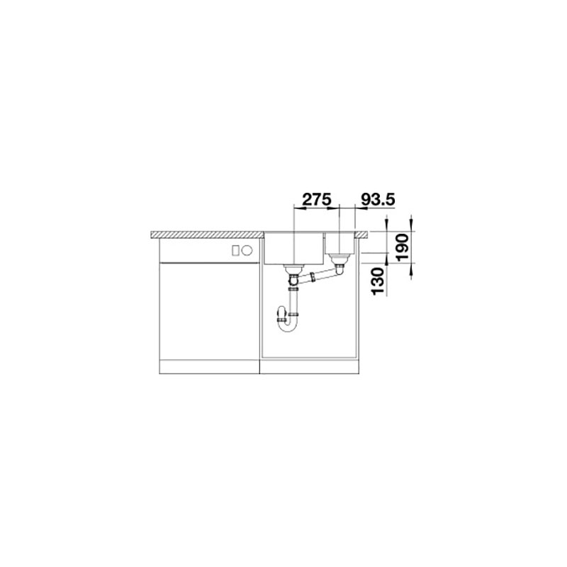 BLANCO SUBLINE 340/160-F SILGRANIT® INFINO - SVART Sort, Planmontert