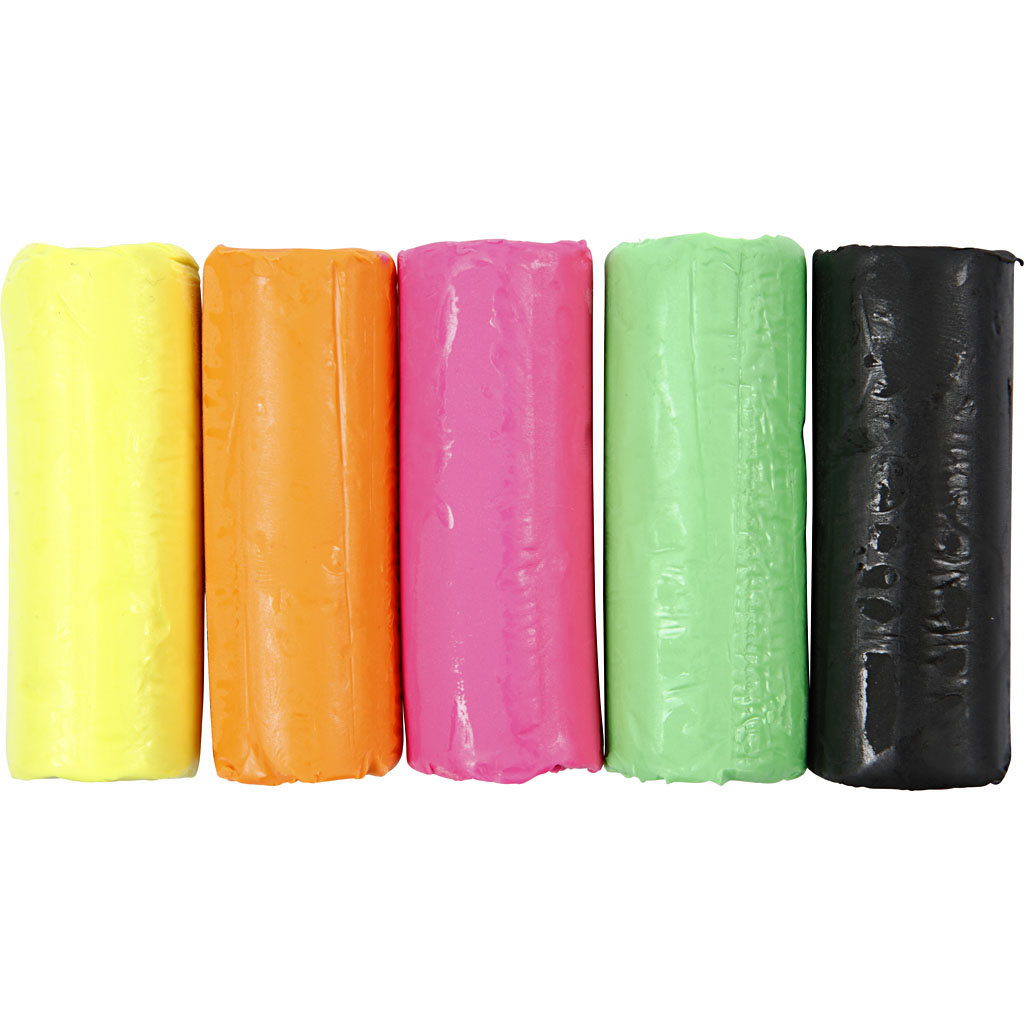 Soft Clay modellera, neonfärger, H: 9,5 cm, 400 g/ 1 hink NeonFarger