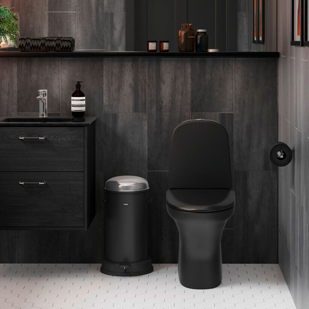 Toalettstol Estetic 8300 - dolt s/p-lås, Hygienic Flush Sort Matt, Ja, Myktstengende Hardt sete
