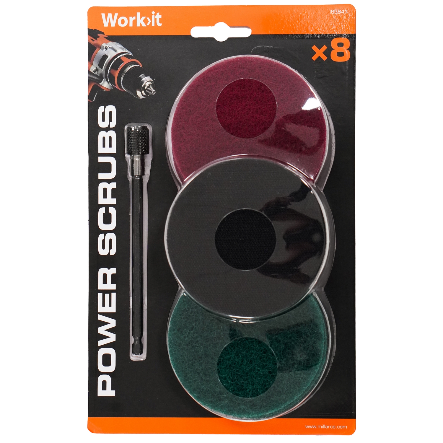 Power Scrubs Work-it Sliperondeller til Bormaskin