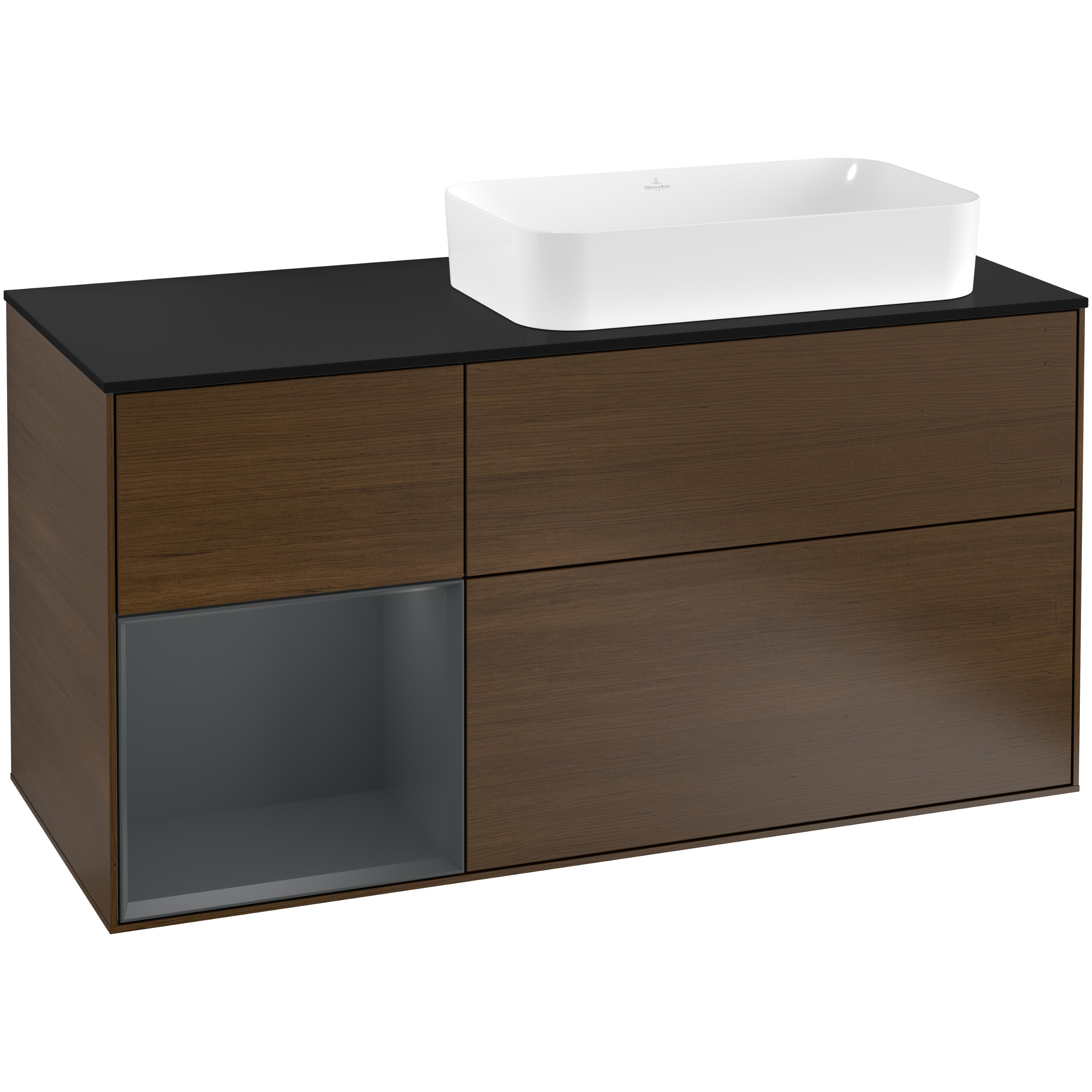 Tvättställsskåp Villeroy & Boch Finion med 3 Lådor Hylla och Bänkskiva för Ocentrerat Fristående Tvättställ
