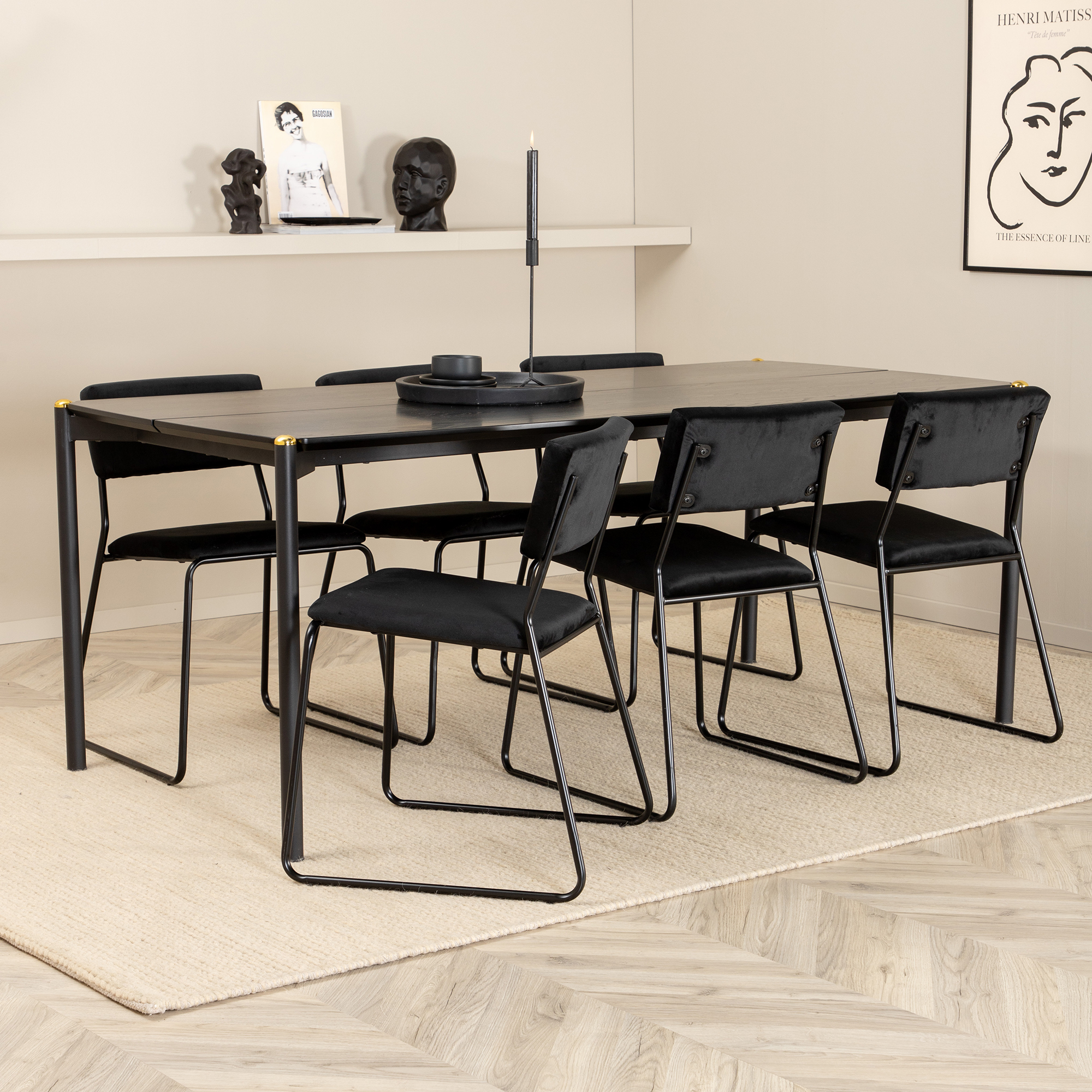 Spisegruppe Venture Home Paris med 6 Kungshamn Stoler