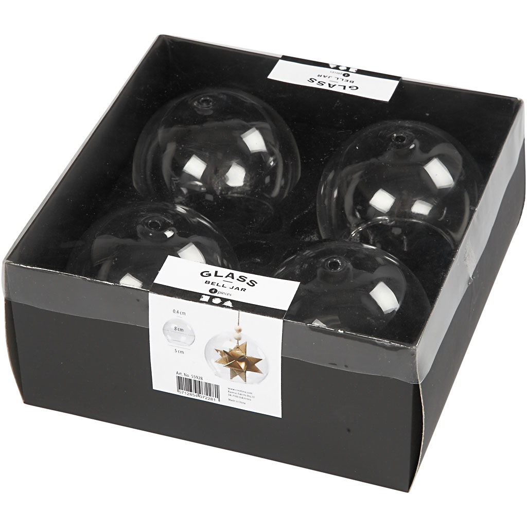 Glasskuppel Creativ Company Kulformet Transparent Hullstr 5 cm 4 stk/1 Pk