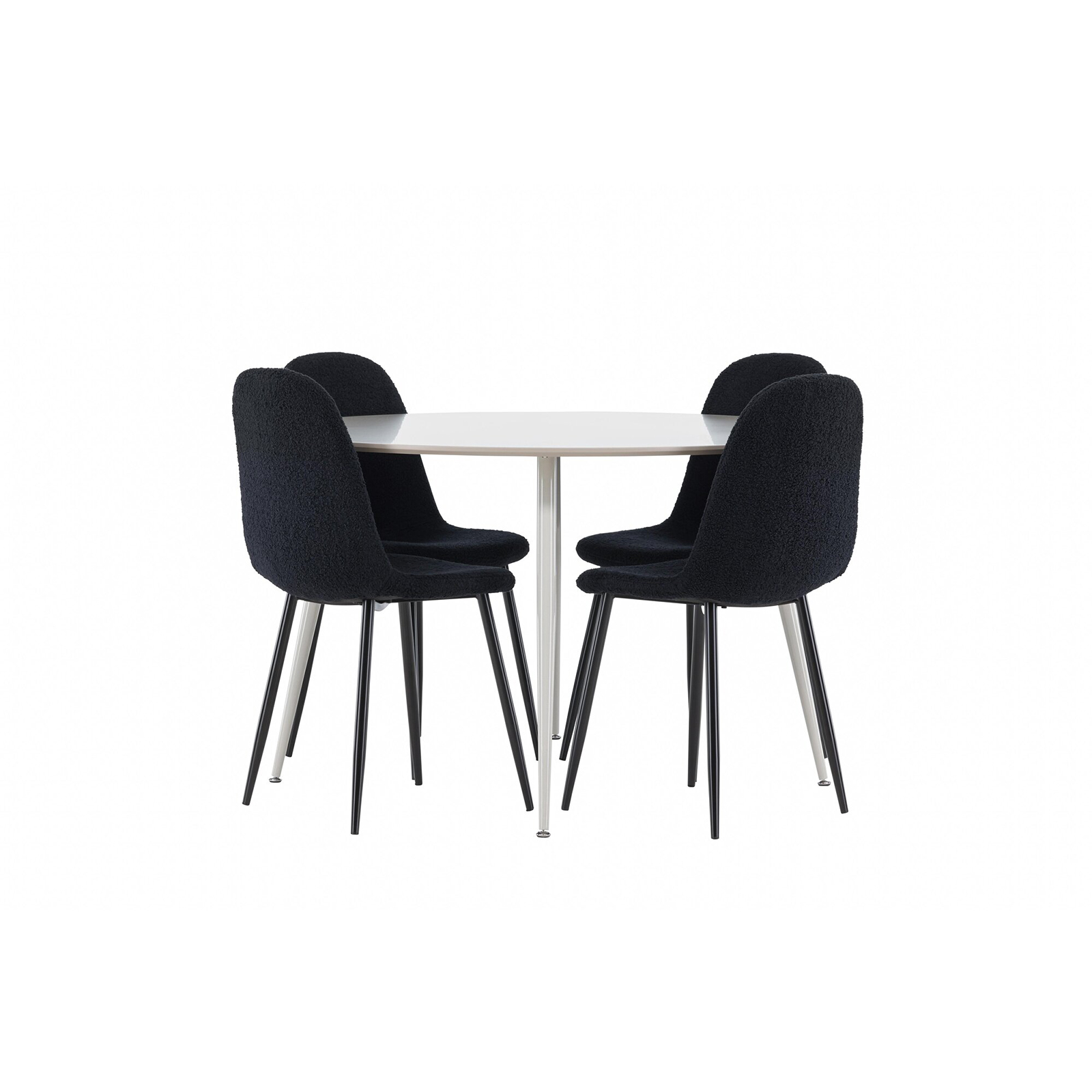 Spisegruppe Venture Home Plaza Ø120 med 4 stk Polar Stoler Teddy