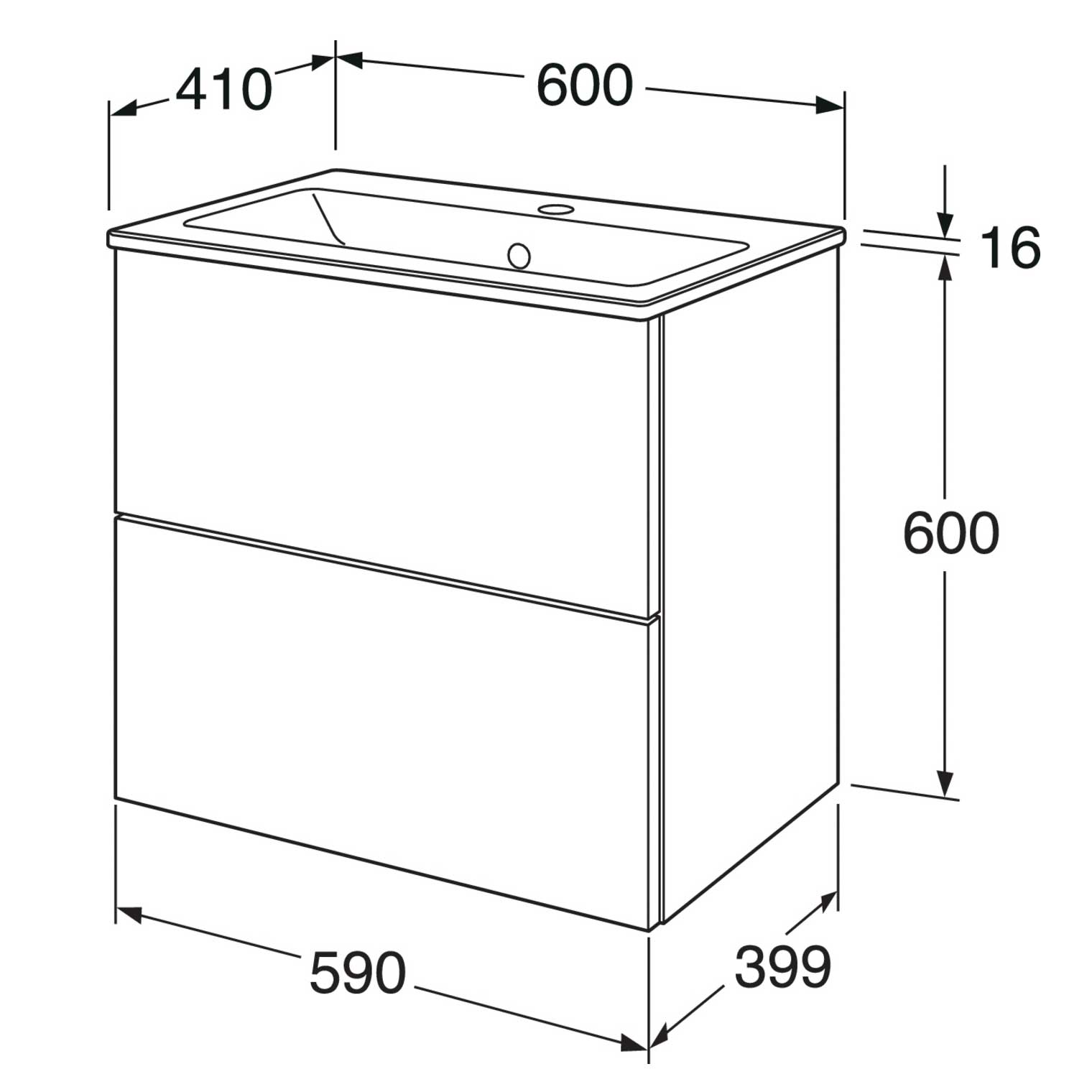 Tvättställsskåp Gustavsberg Graphic Base 60 cm Bredde: 60 cm