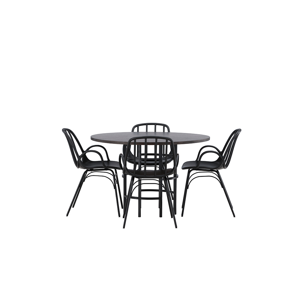Spisegruppe Venture Home Copenhagen Ø 115 cm med 4 Dyrön Stoler