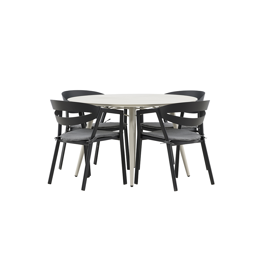 Spisegruppe Venture Home Lina Ø120 cm med 4 Slit Stoler