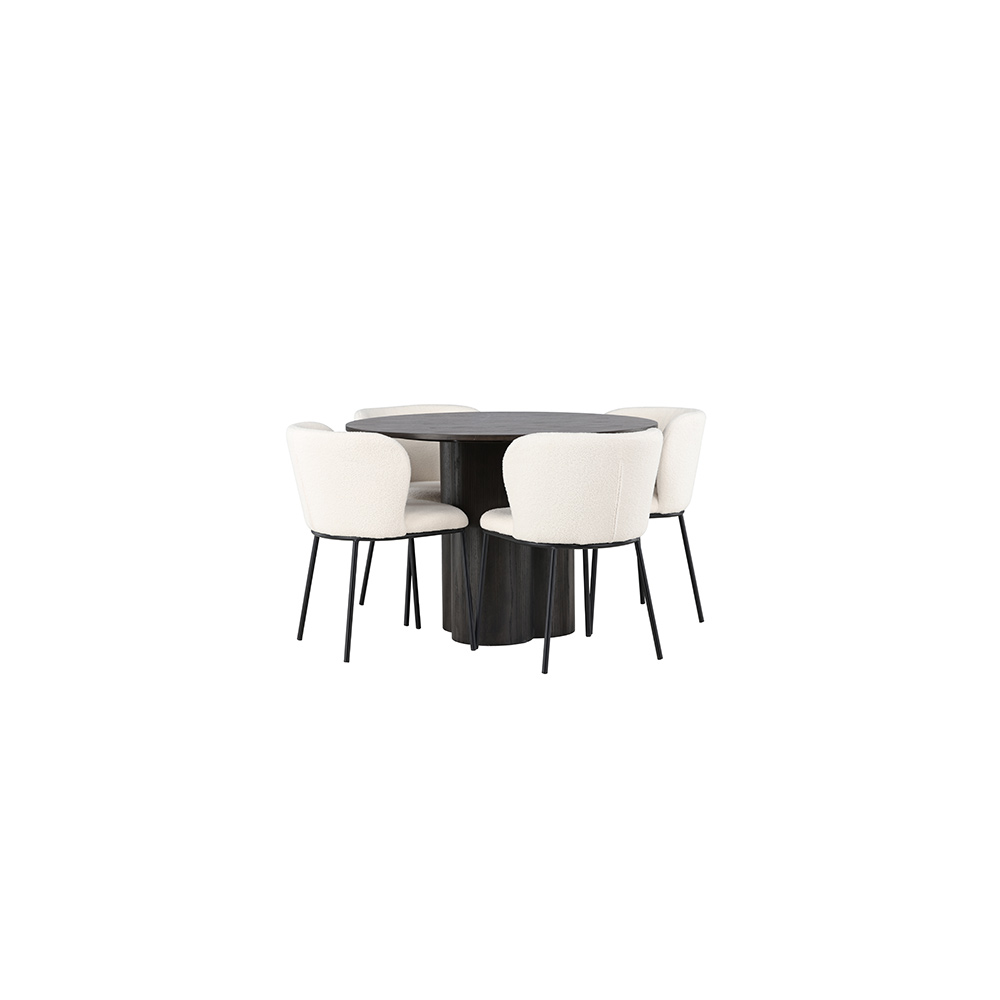 Spisegruppe Venture Home Olivia Ø110 cm med 4 stk Edina Stoler
