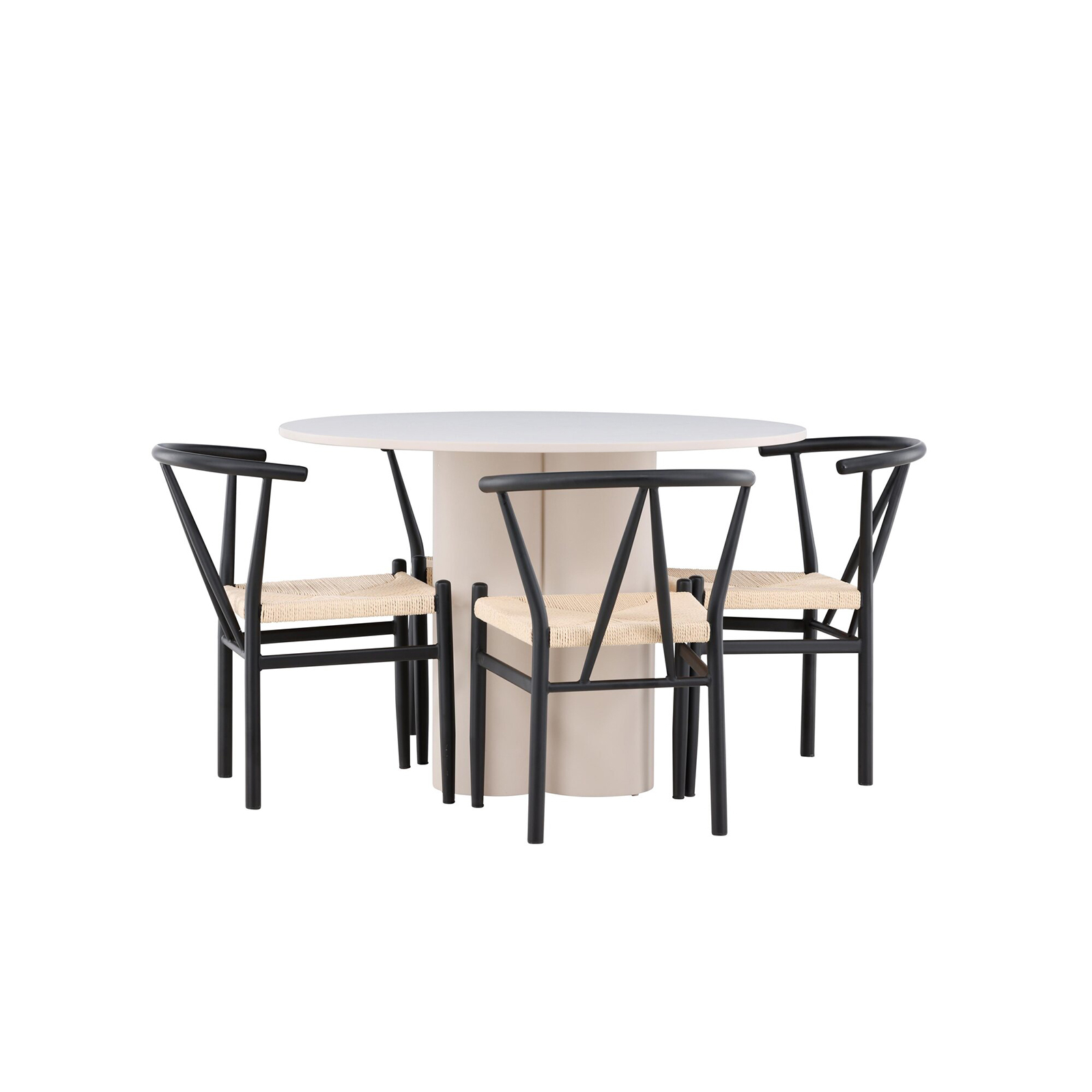 Spisegruppe Venture Home Olivia Ø110 med 4 stk Alfons Stoler