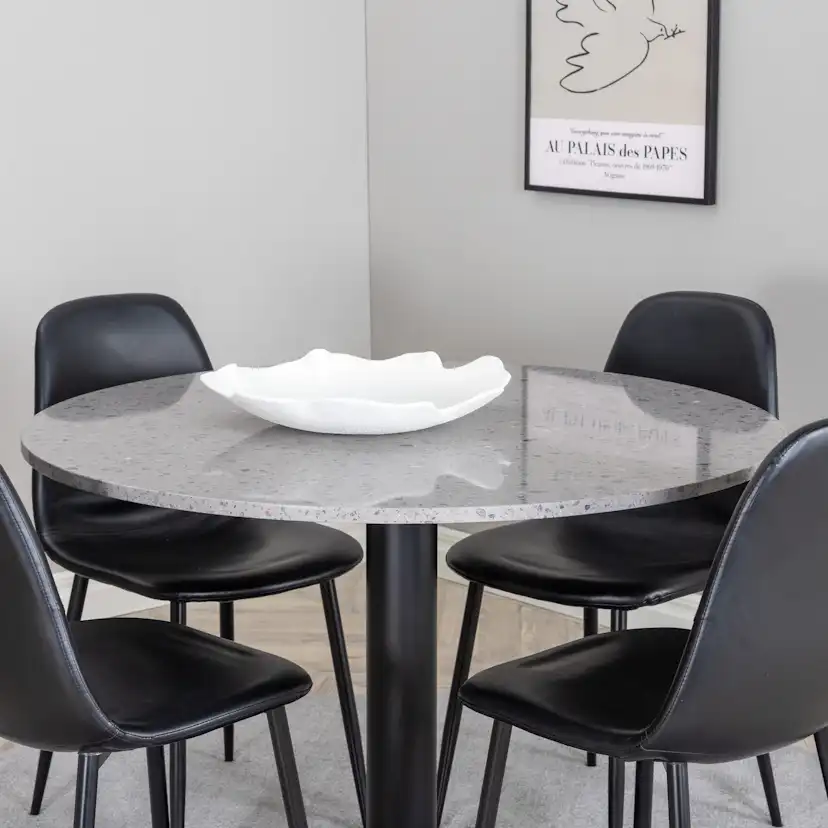 Spisegruppe Venture Home Roxanna Grå Bord med 4 Pobbie Stoler Lær