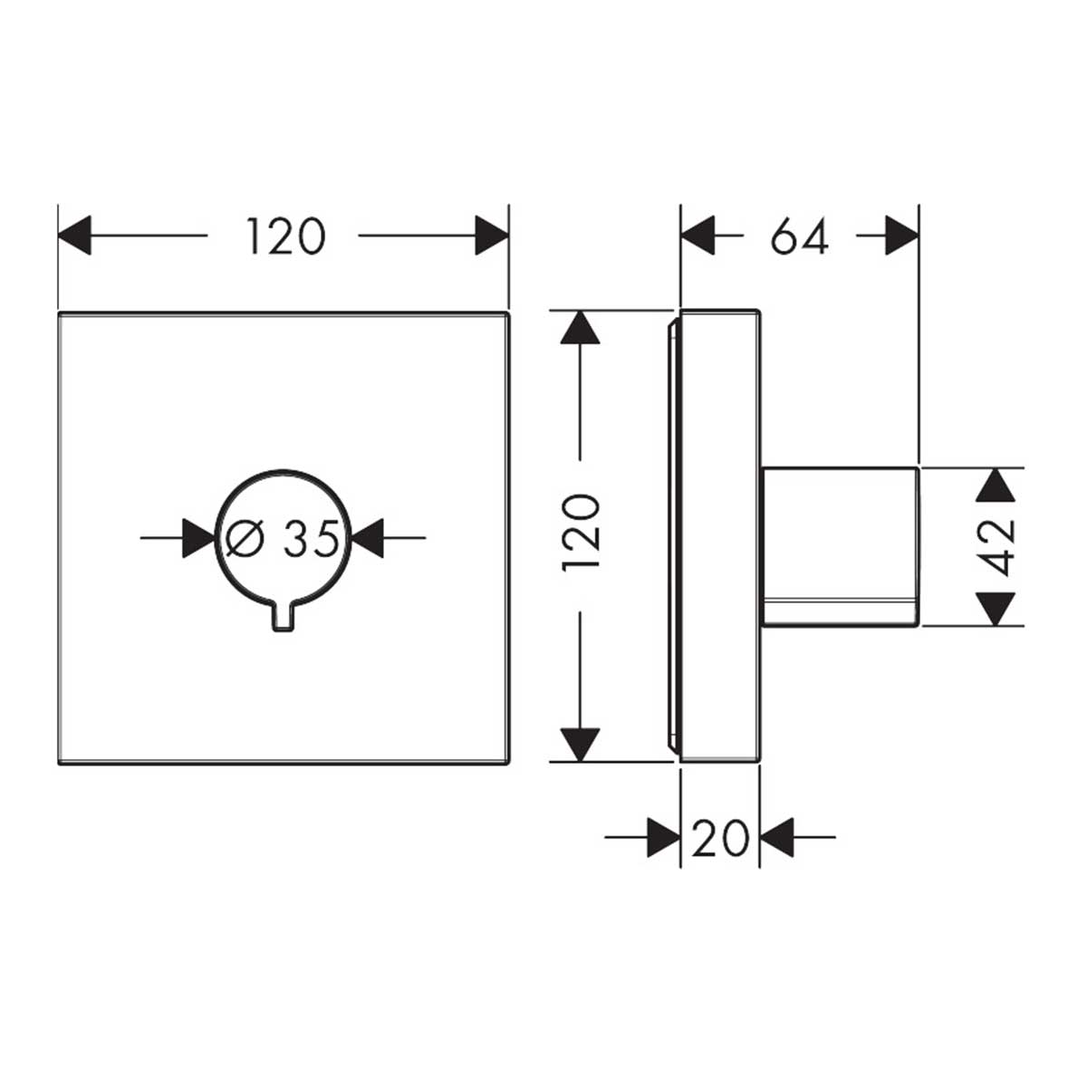 Ferdigsett Axor ShowerCollection til Avstengningsventil 120/120 Square