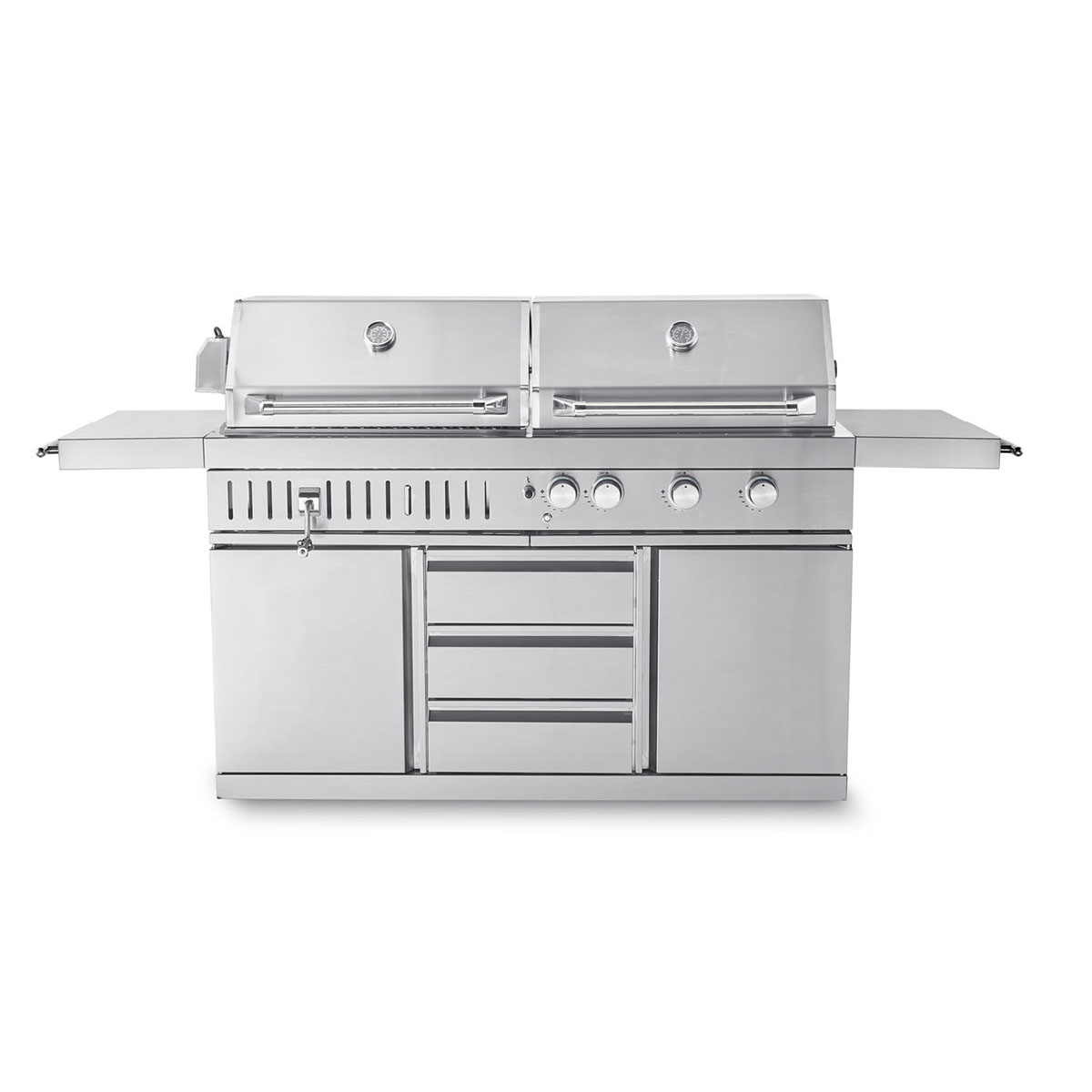 Frittstående Gass- og Kullgrill Myoutdoorkitchen Stainless Collection med 3 Brennere