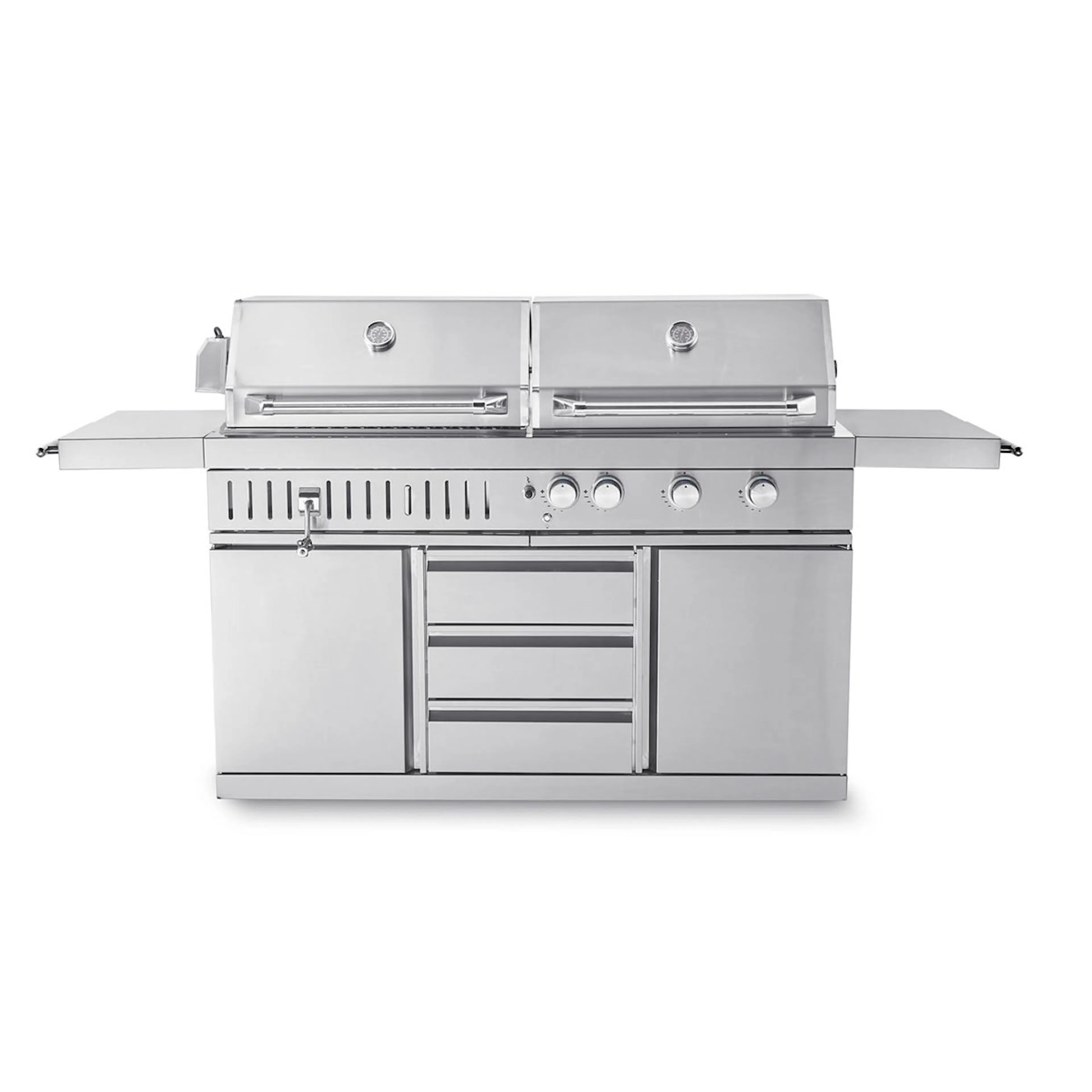 Frittstående Gass- og Kullgrill Myoutdoorkitchen Stainless Collection med 3 Brennere