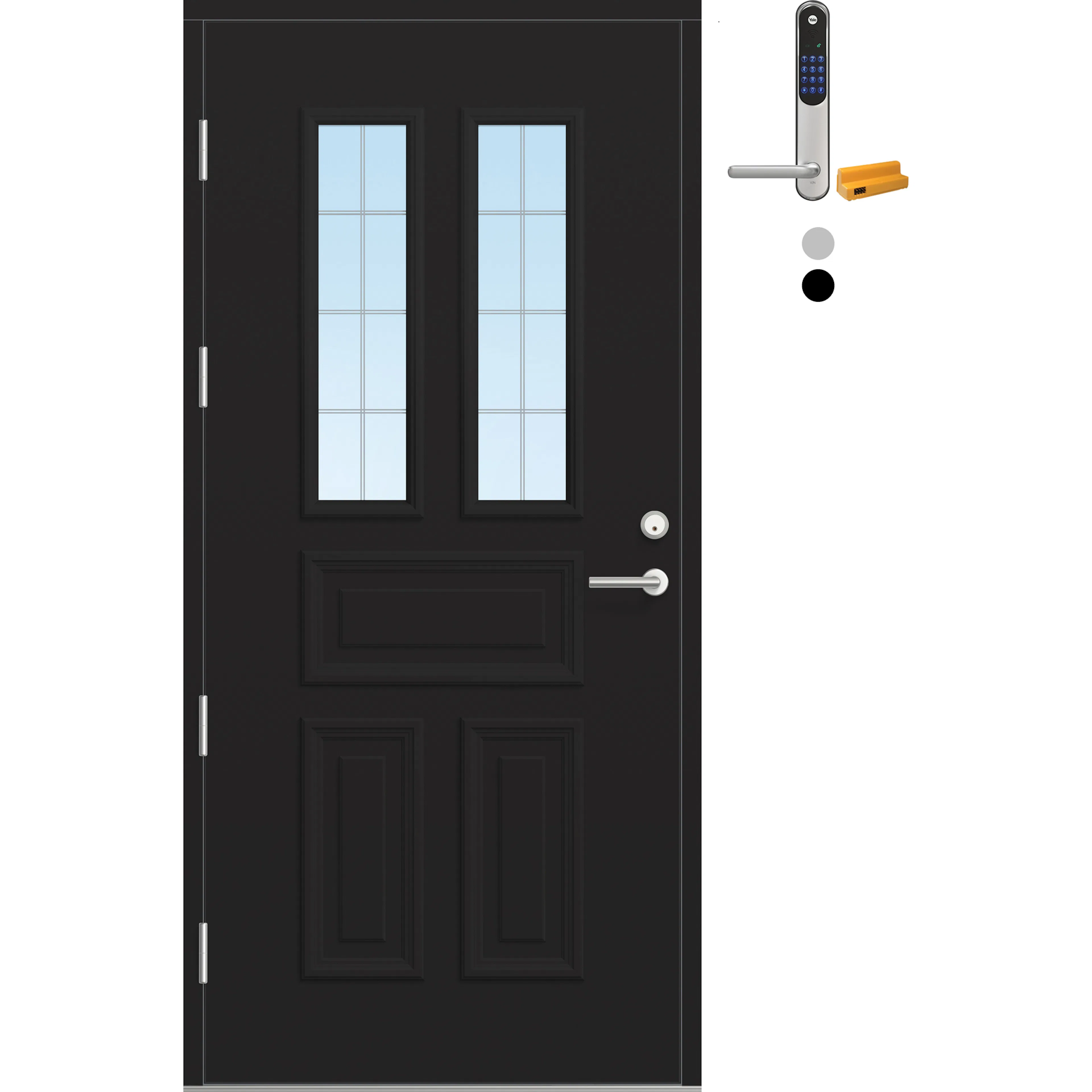 Ytterdør Bygg1 Fjord 04 Slipt Glass med Yale Doorman Classic Home