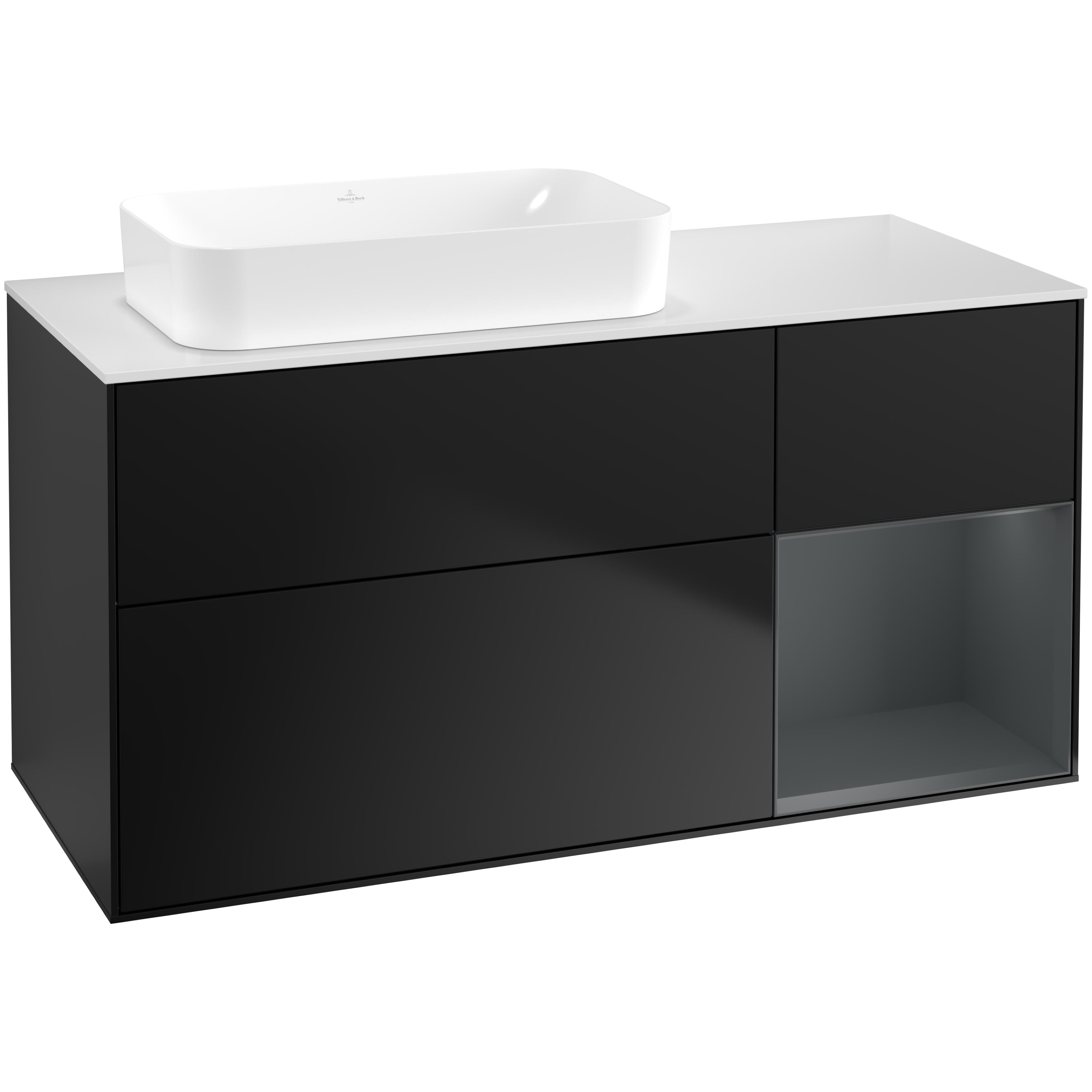 Tvättställsskåp Villeroy & Boch Finion med 3 Lådor Hylla och Bänkskiva för Ocentrerat Fristående Tvättställ