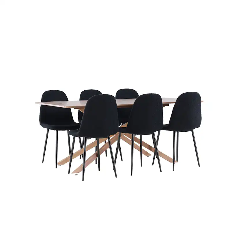 Spisegruppe Venture Home Piazza 180 med 6 stk Polar Stoler Teddy