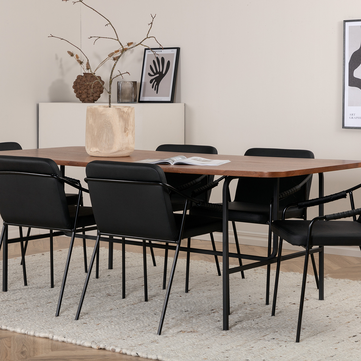 Spisegruppe Venture Home Chicago Spisebord og Tjärö Spisestol Brun