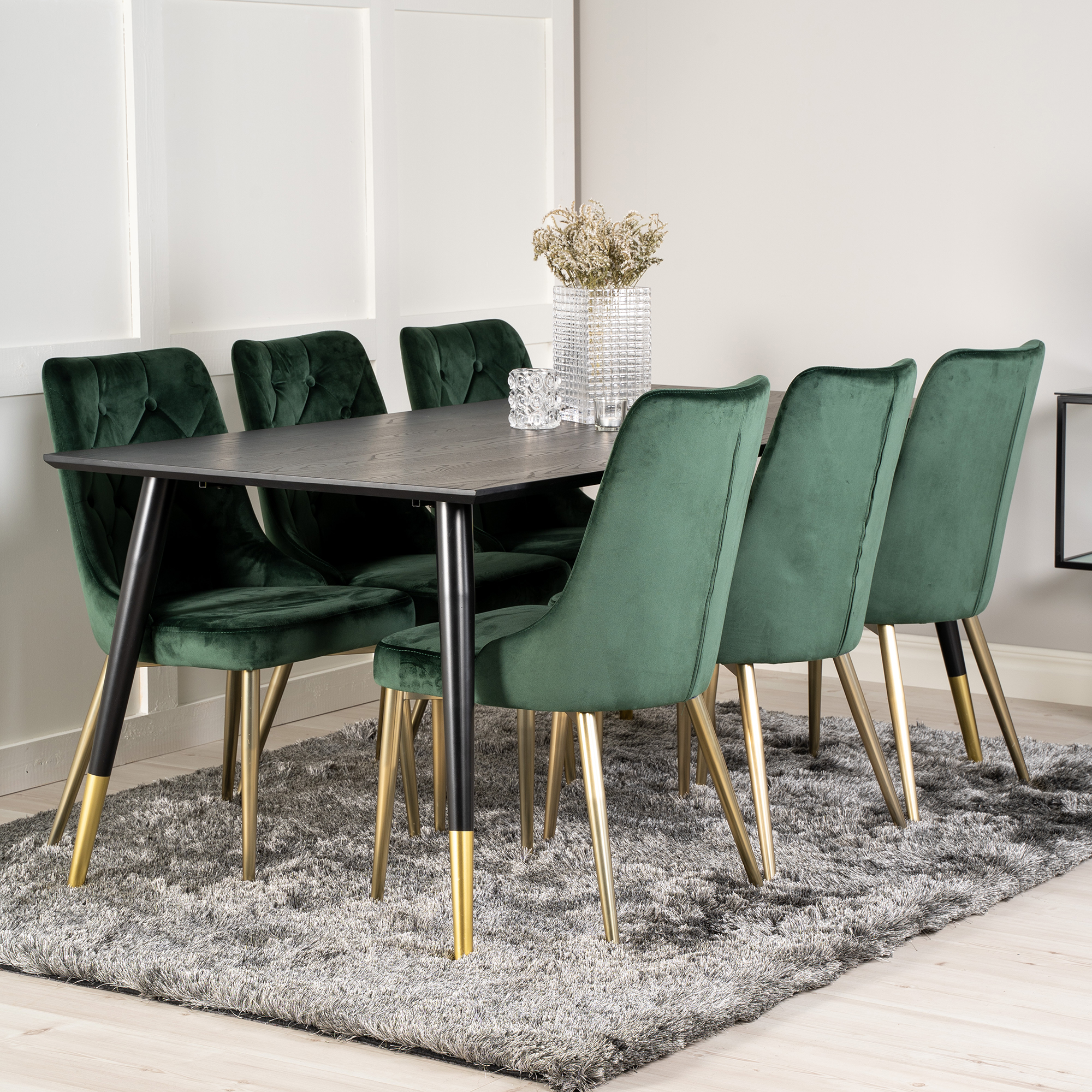 Spisegruppe Venture Home Dipp med 6 Velvet Deluxe Stoler